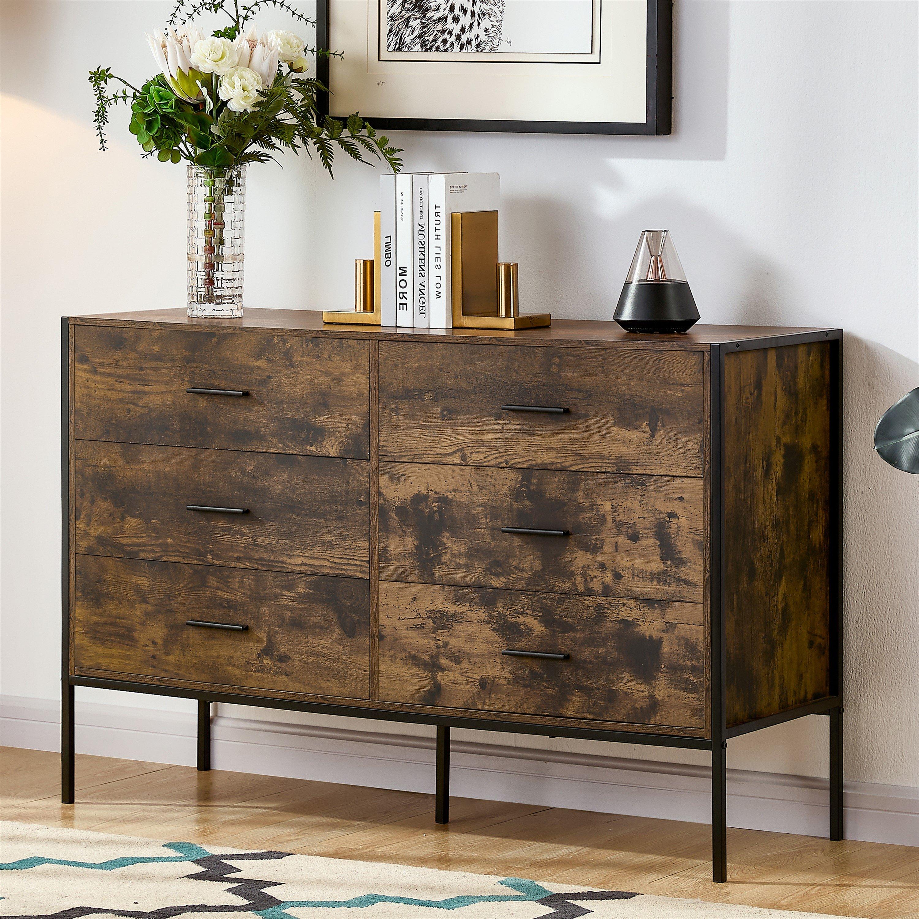 Lassic  Vida Designs Brooklyn 6 Drawer Chest - Dark Wood - 6 Drawer