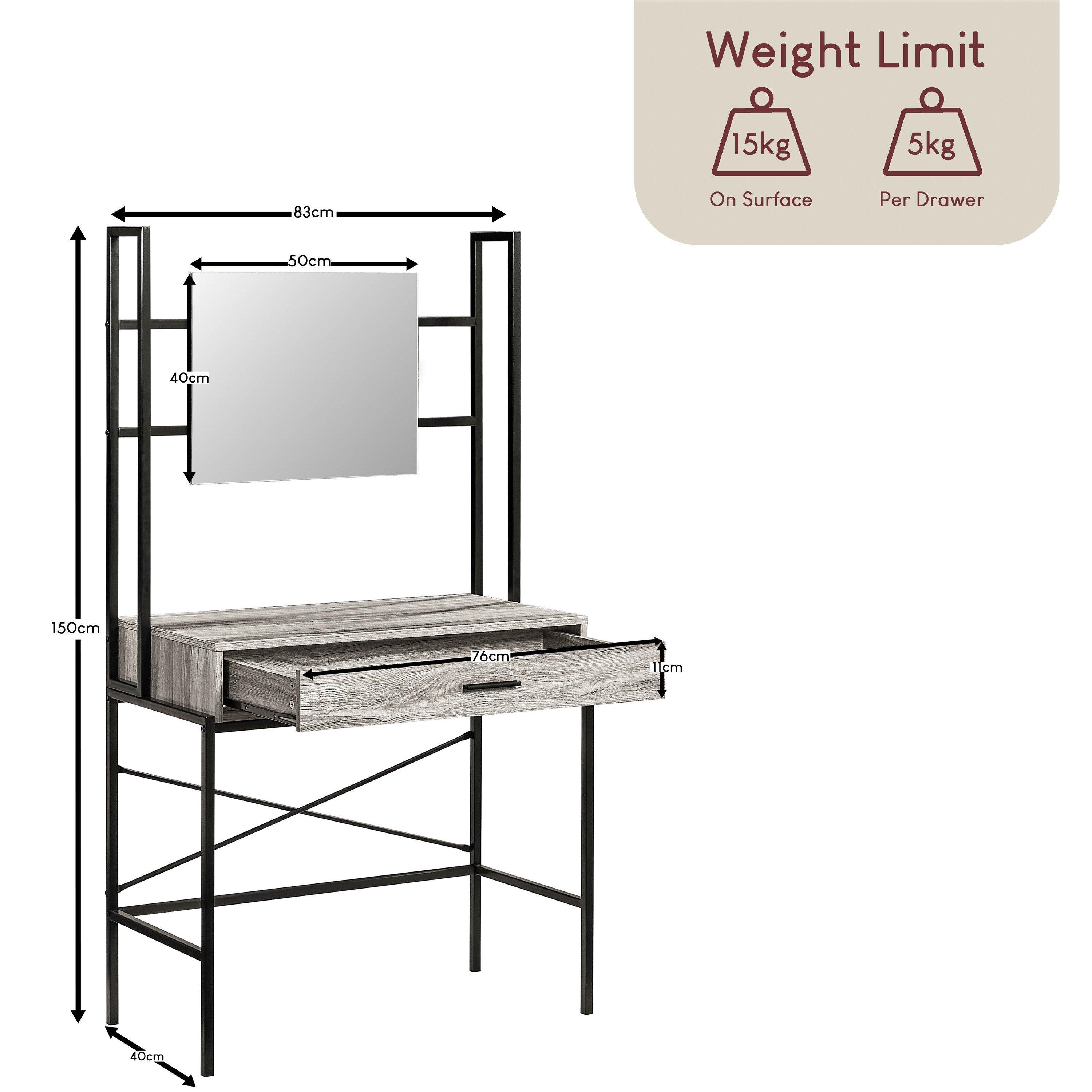 Grey - Lassic - Vida Designs Brooklyn 1 Drawer Dressing Table - 2