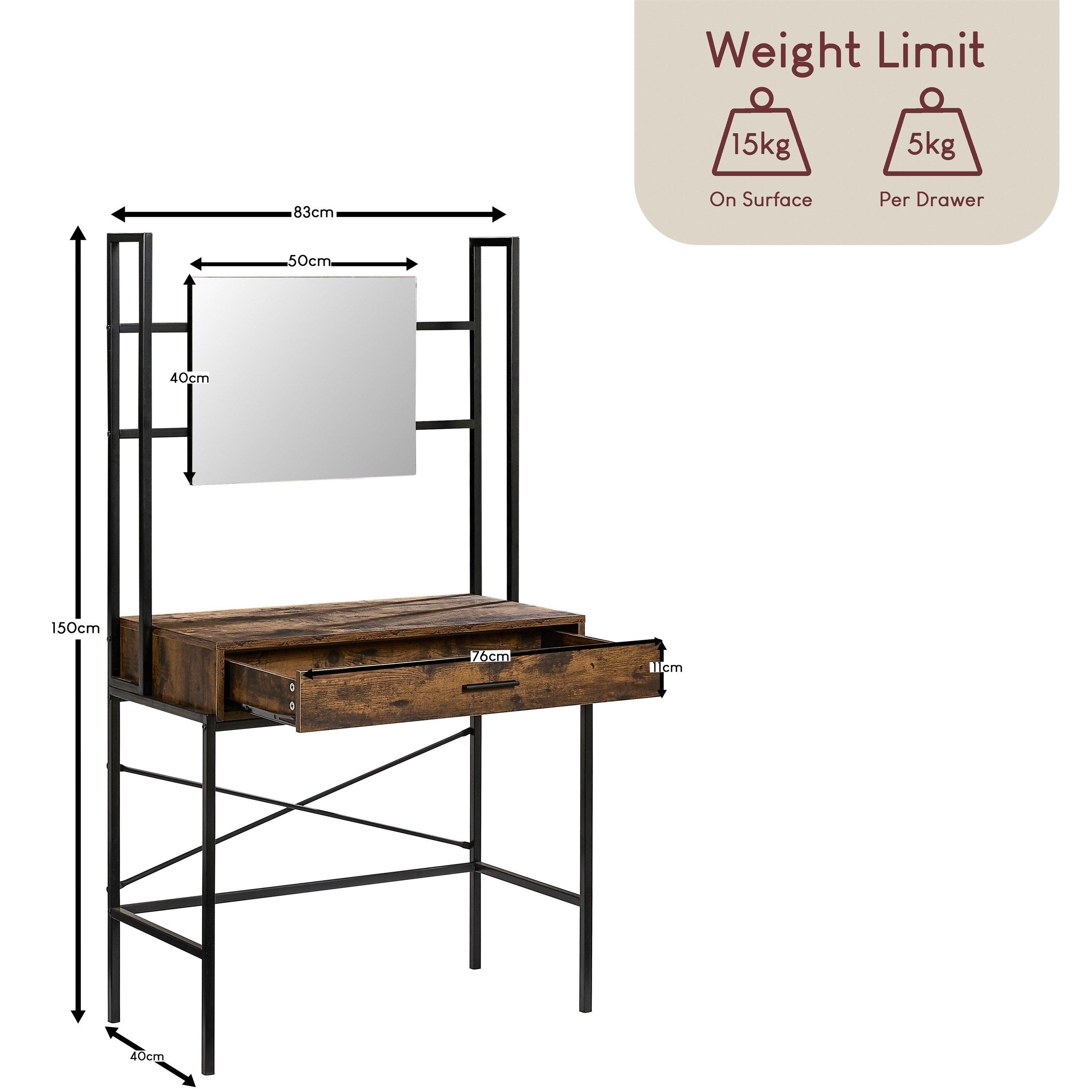 Dark Wood - Lassic - Vida Designs Brooklyn 1 Drawer Dressing Table - 2