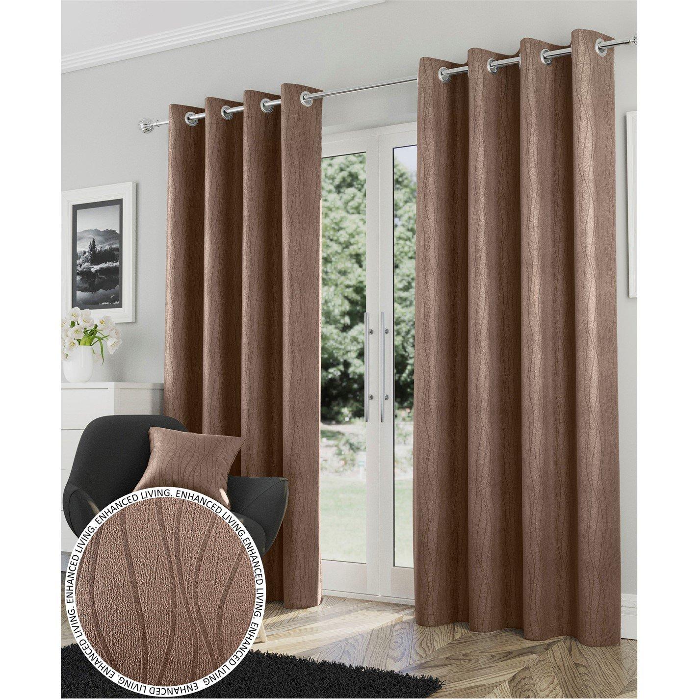 Enhanced Living  Goodwood Silver Thermal Blockout Eyelet Curtains - Bronze - 168x183cm