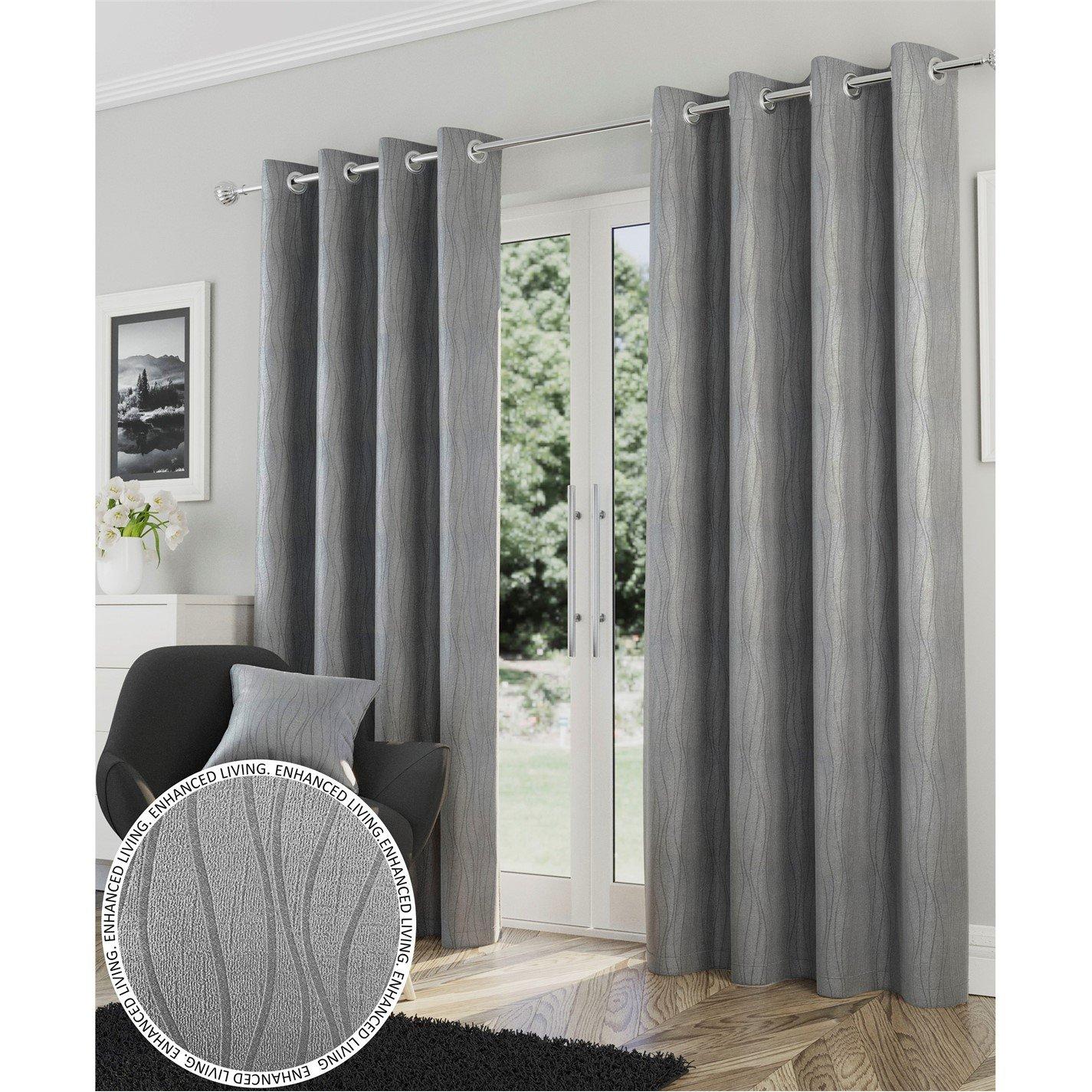 Enhanced Living  Goodwood Thermal Blockout Eyelet Curtains Silver - 229x229cm