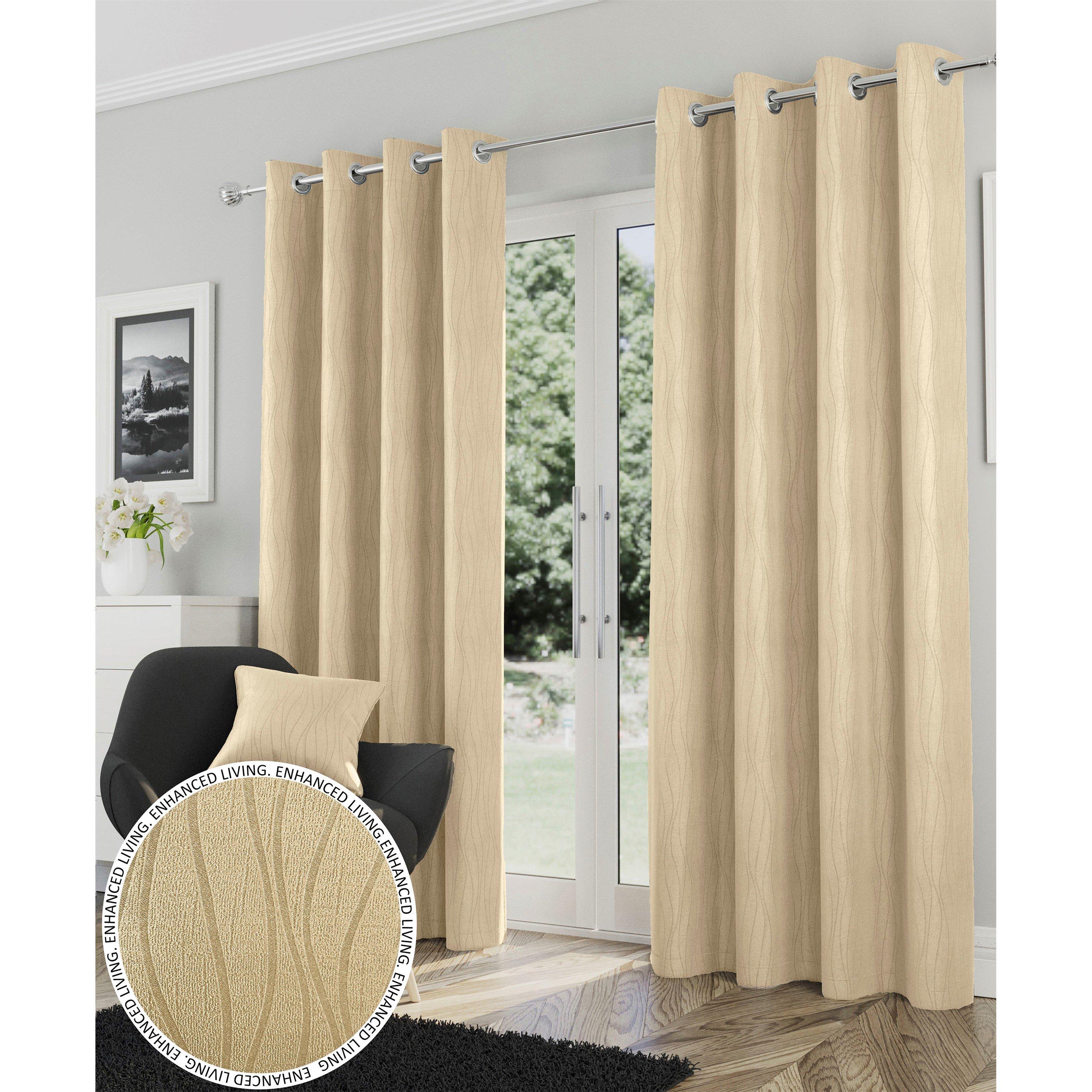 Cream - Enhanced Living - Goodwood Silver Thermal Blockout Eyelet Curtains