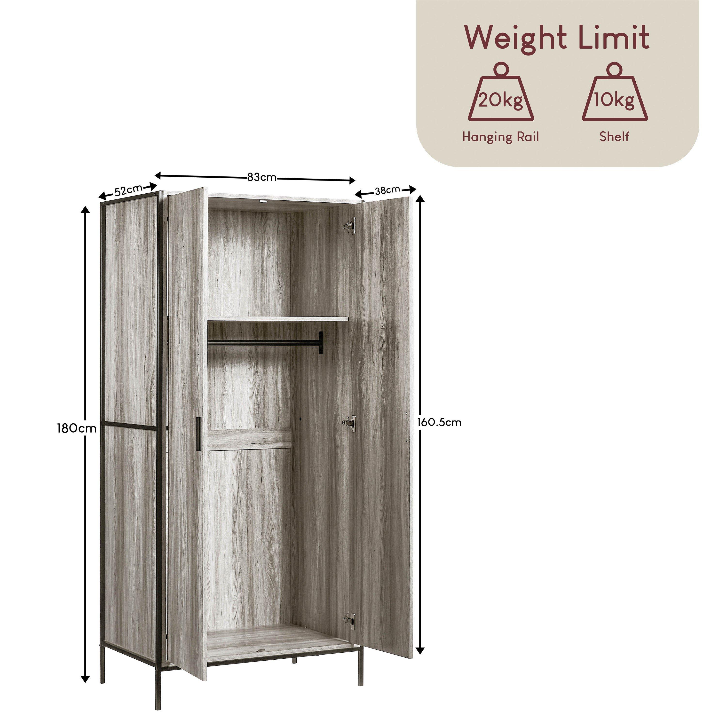 Grey - Lassic - Vida Designs Brooklyn 2 Door Wardrobe - 2