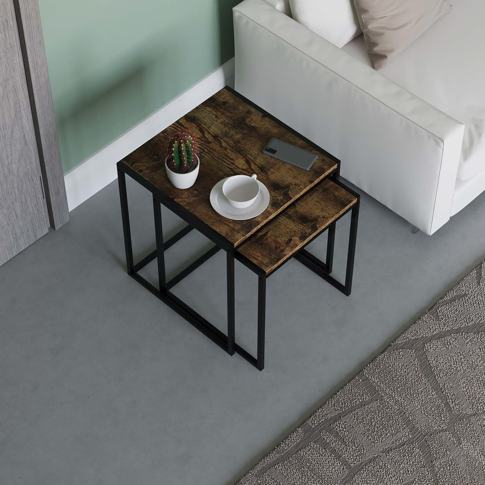 Dark Wood - Lassic - Vida Designs Brooklyn Nest of 2 Tables - 3