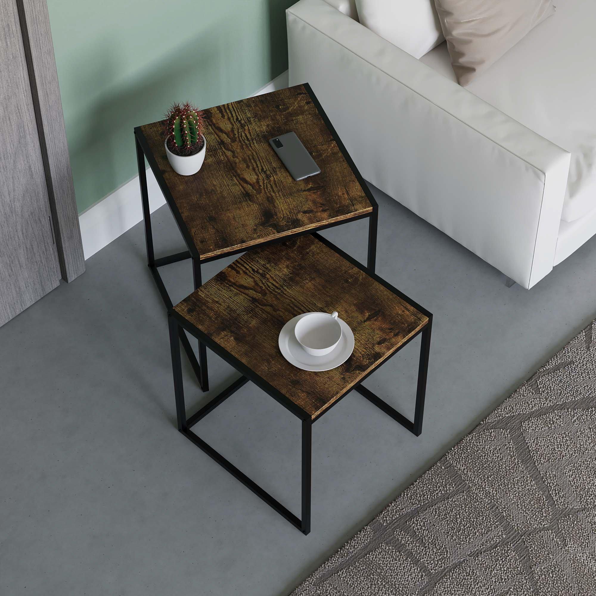 Dark Wood - Lassic - Vida Designs Brooklyn Nest of 2 Tables - 4
