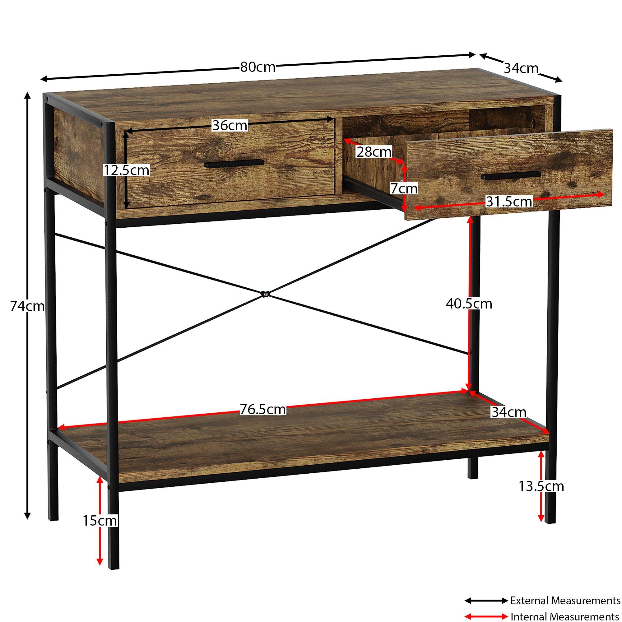 Dark Wood - Lassic - Vida Designs Brooklyn 2 Drawer Console Table - 2