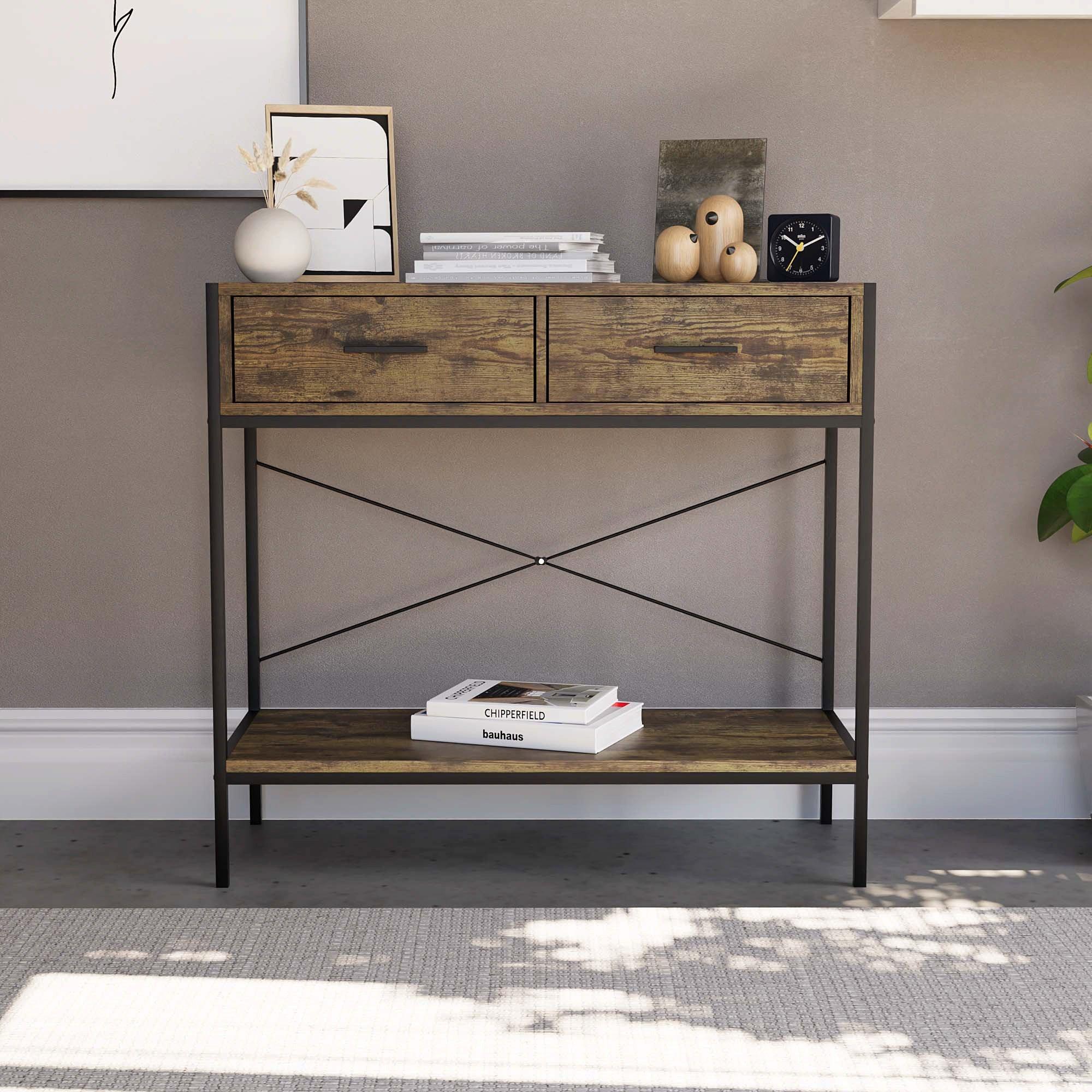 Dark Wood - Lassic - Vida Designs Brooklyn 2 Drawer Console Table - 3