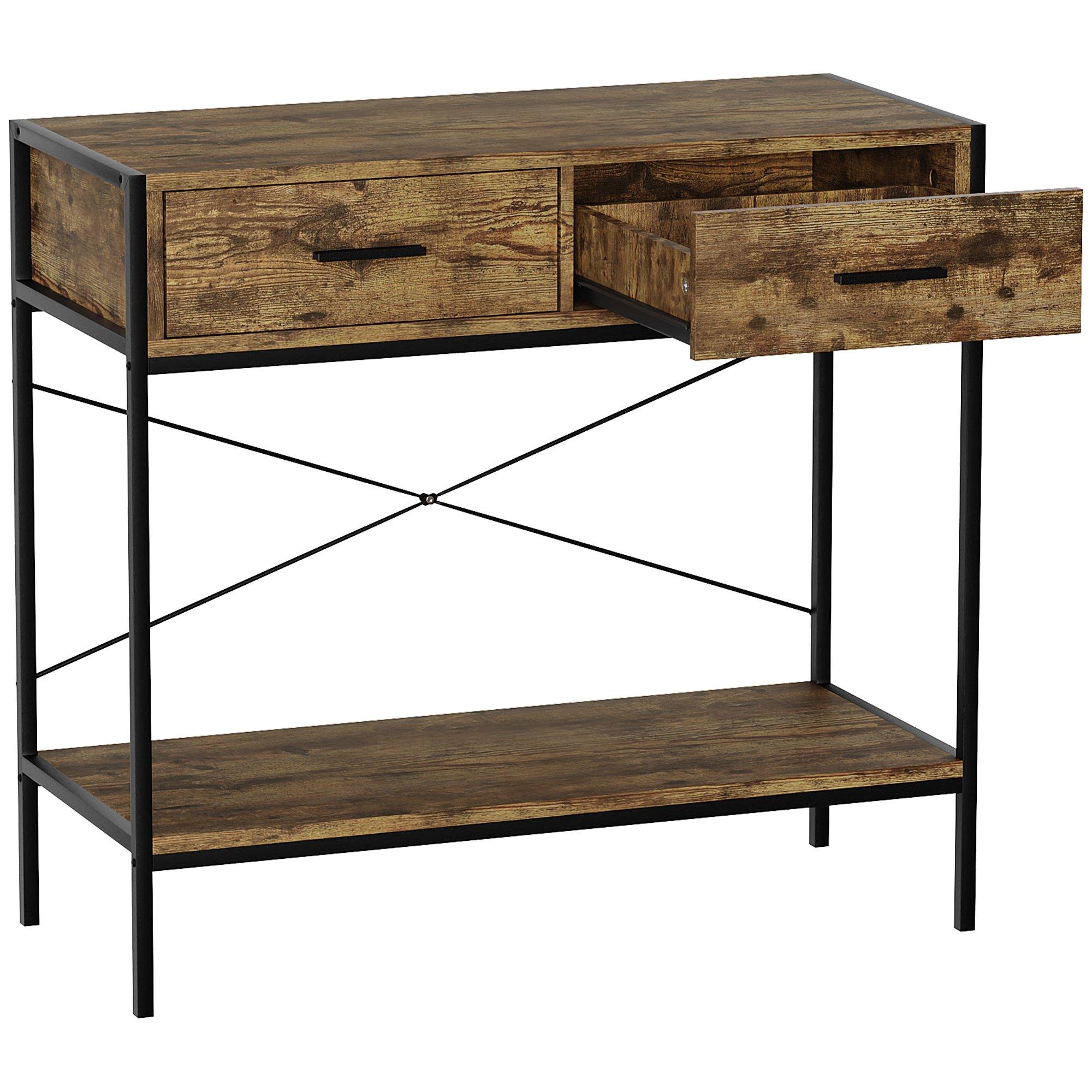 Dark Wood - Lassic - Vida Designs Brooklyn 2 Drawer Console Table - 7