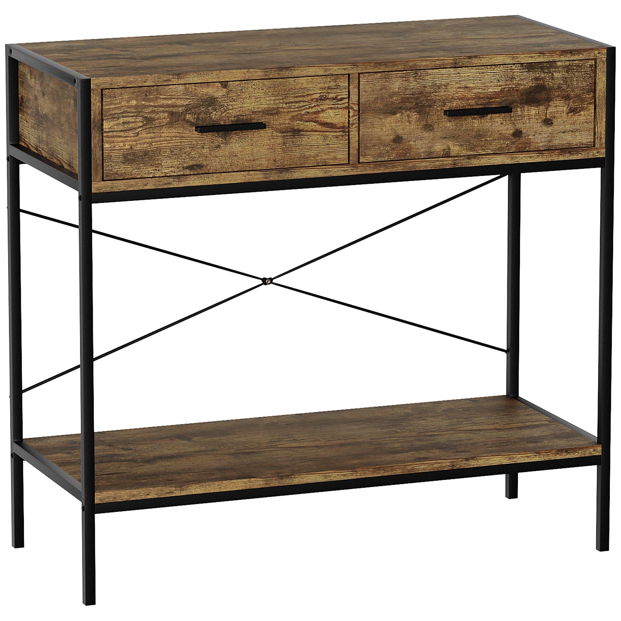 Dark Wood - Lassic - Vida Designs Brooklyn 2 Drawer Console Table - 8