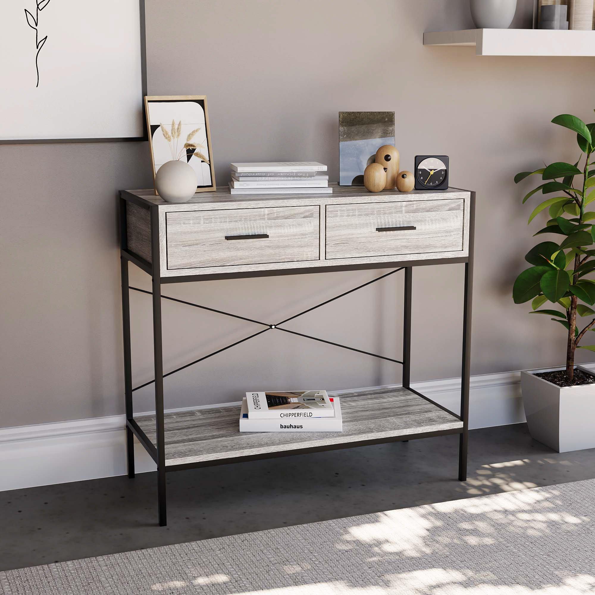 Lassic  Vida Designs Brooklyn 2 Drawer Console Table - Grey - 2 Drawer