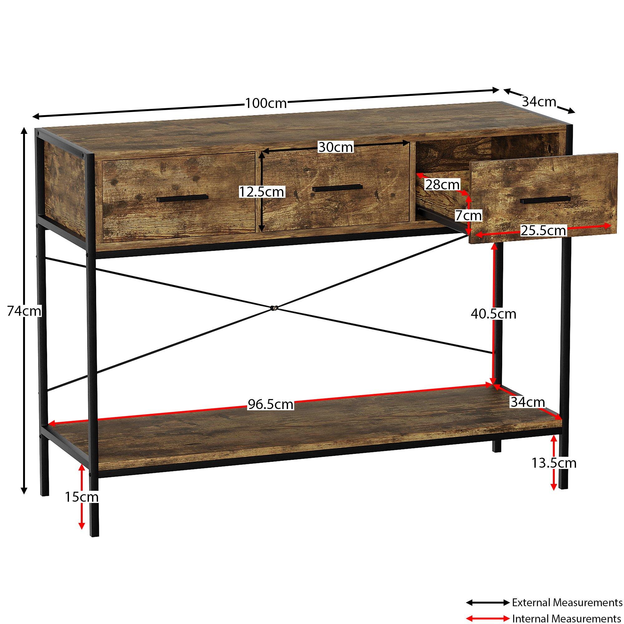 Dark Wood - Lassic - Vida Designs Brooklyn 3 Drawer Console Table - 2