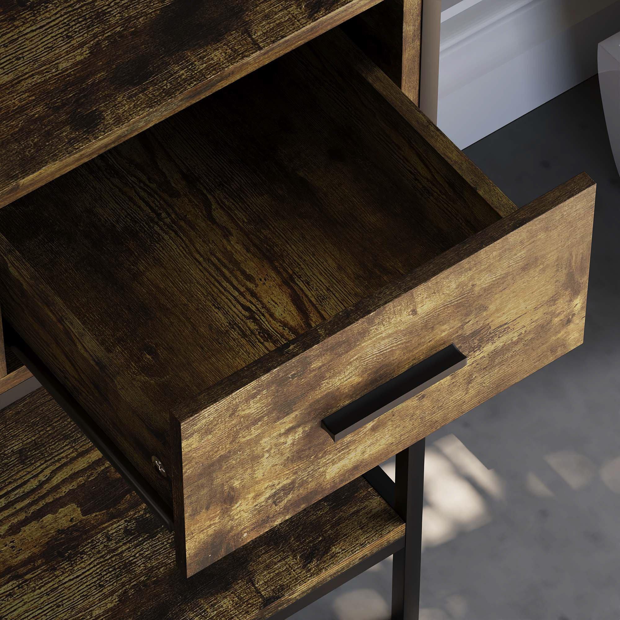 Dark Wood - Lassic - Vida Designs Brooklyn 3 Drawer Console Table - 6