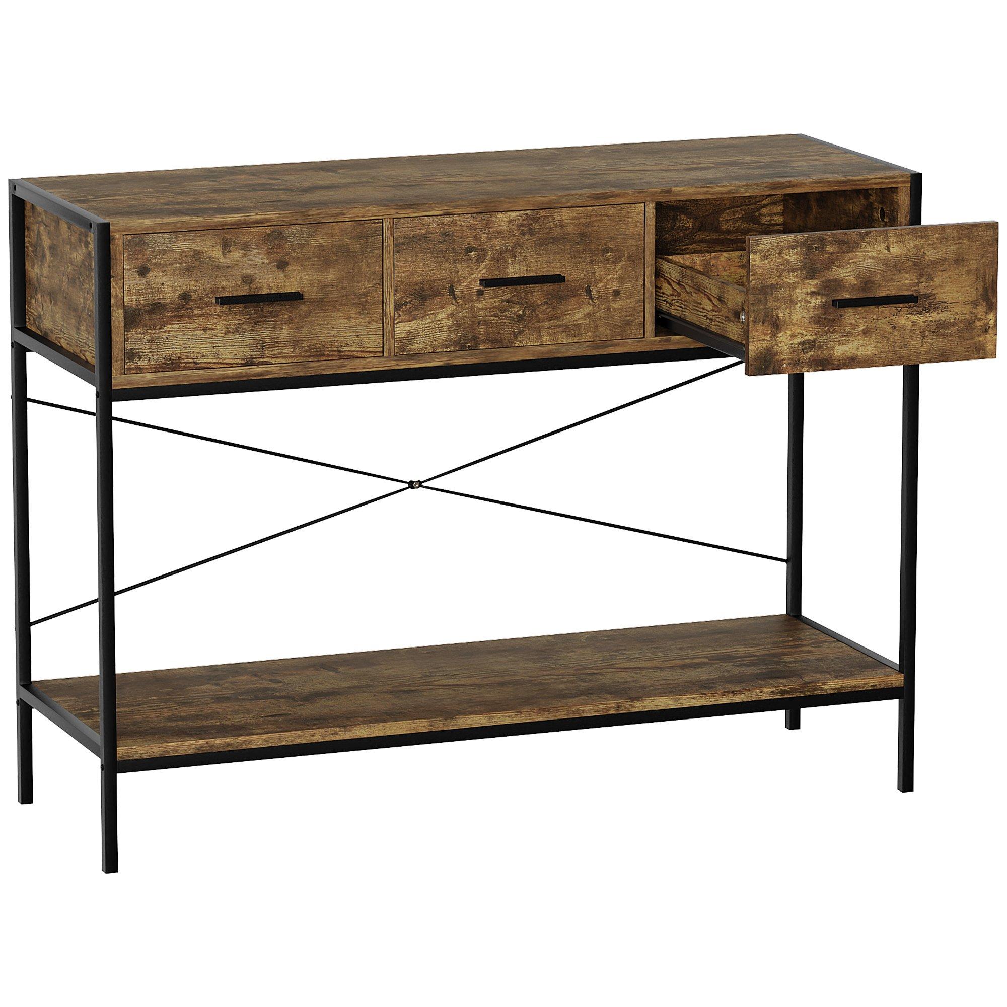 Dark Wood - Lassic - Vida Designs Brooklyn 3 Drawer Console Table - 7