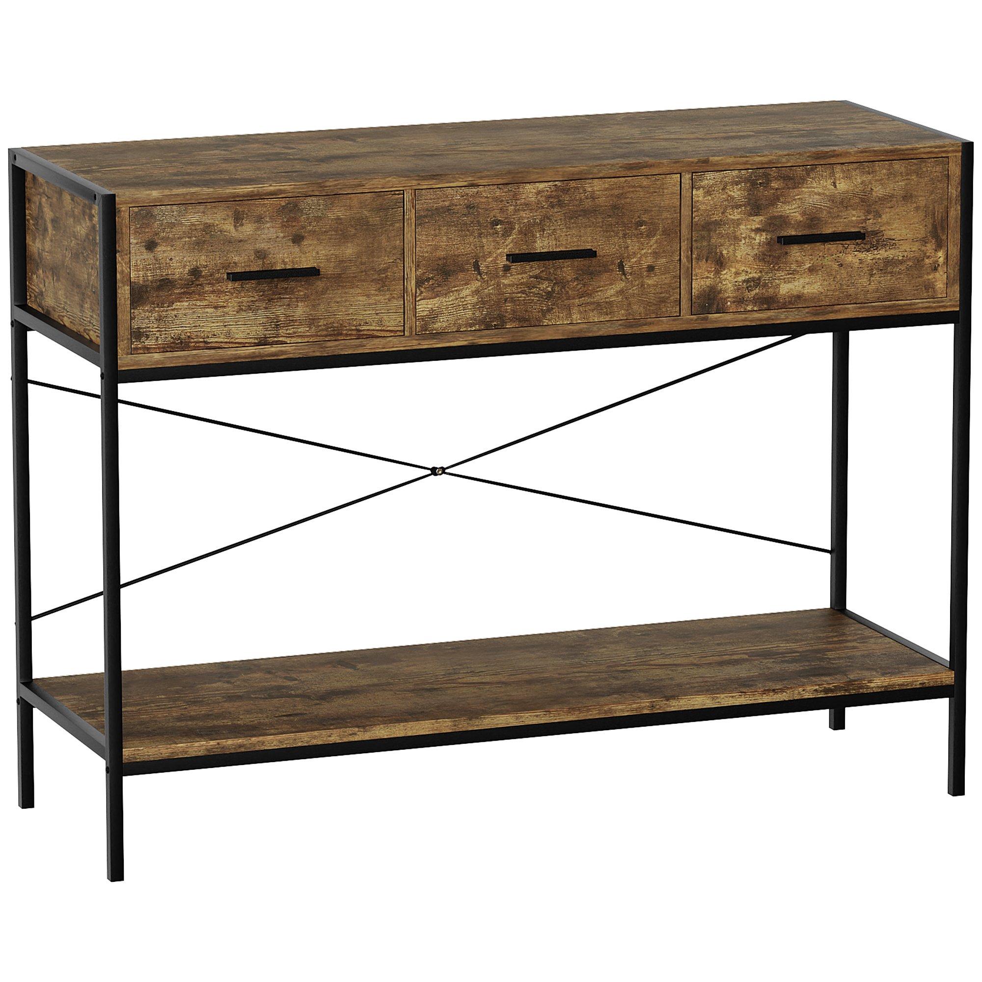Dark Wood - Lassic - Vida Designs Brooklyn 3 Drawer Console Table - 8