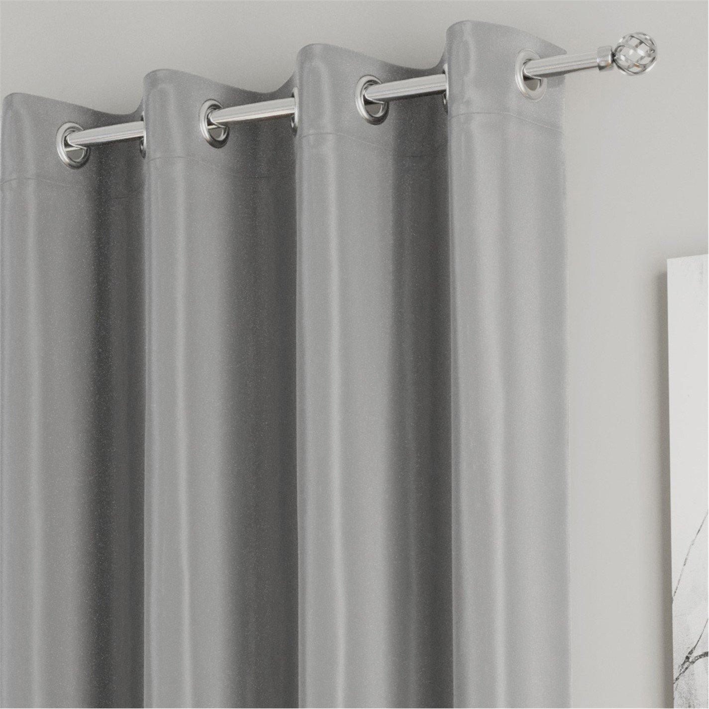 Grey - Enhanced Living - Plain Supersoft Thermal Blockout Eyelet Curtains - 2