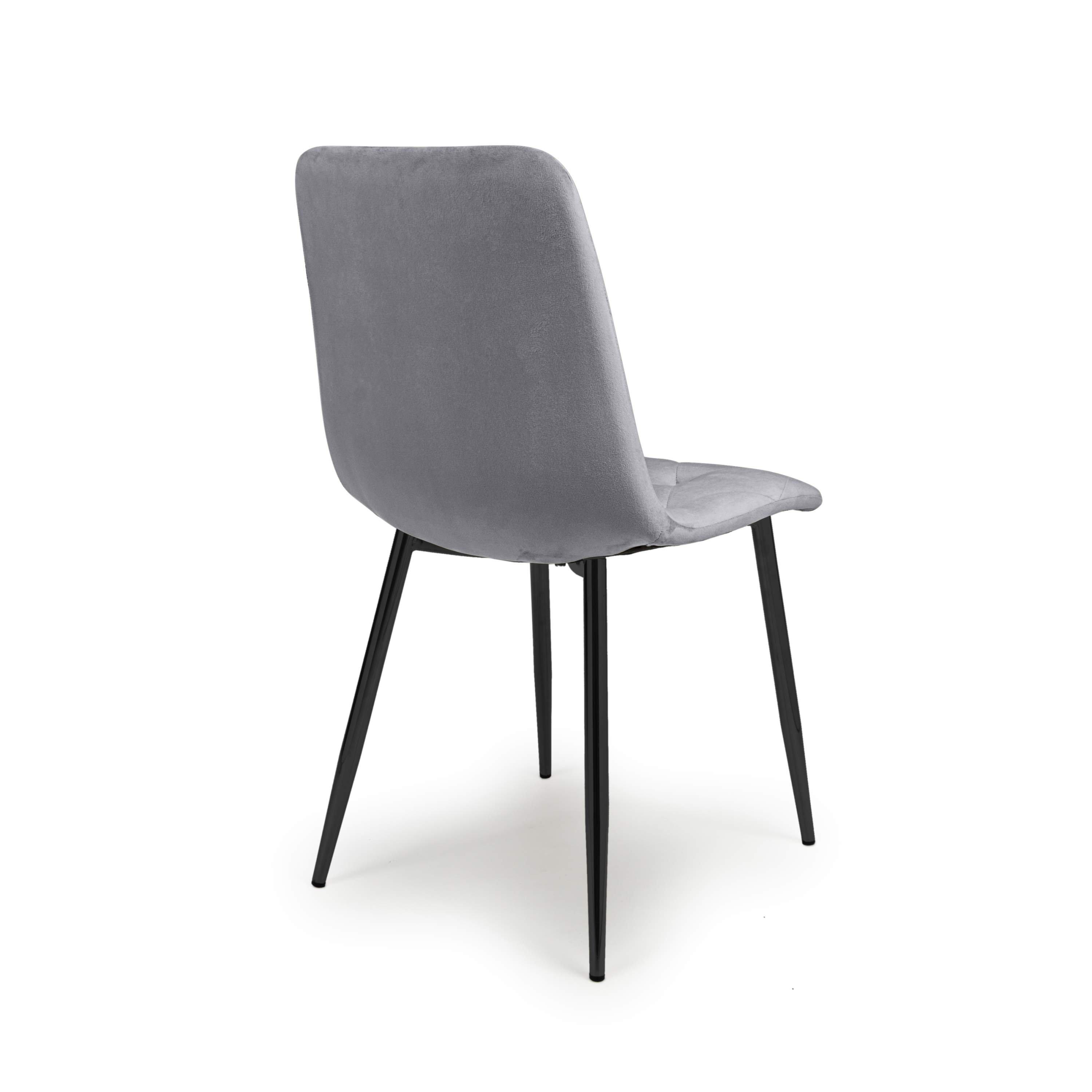 Grey - Shankar - Set of 4 Vernon Brushed Velvet Grey Dining Chair - 2