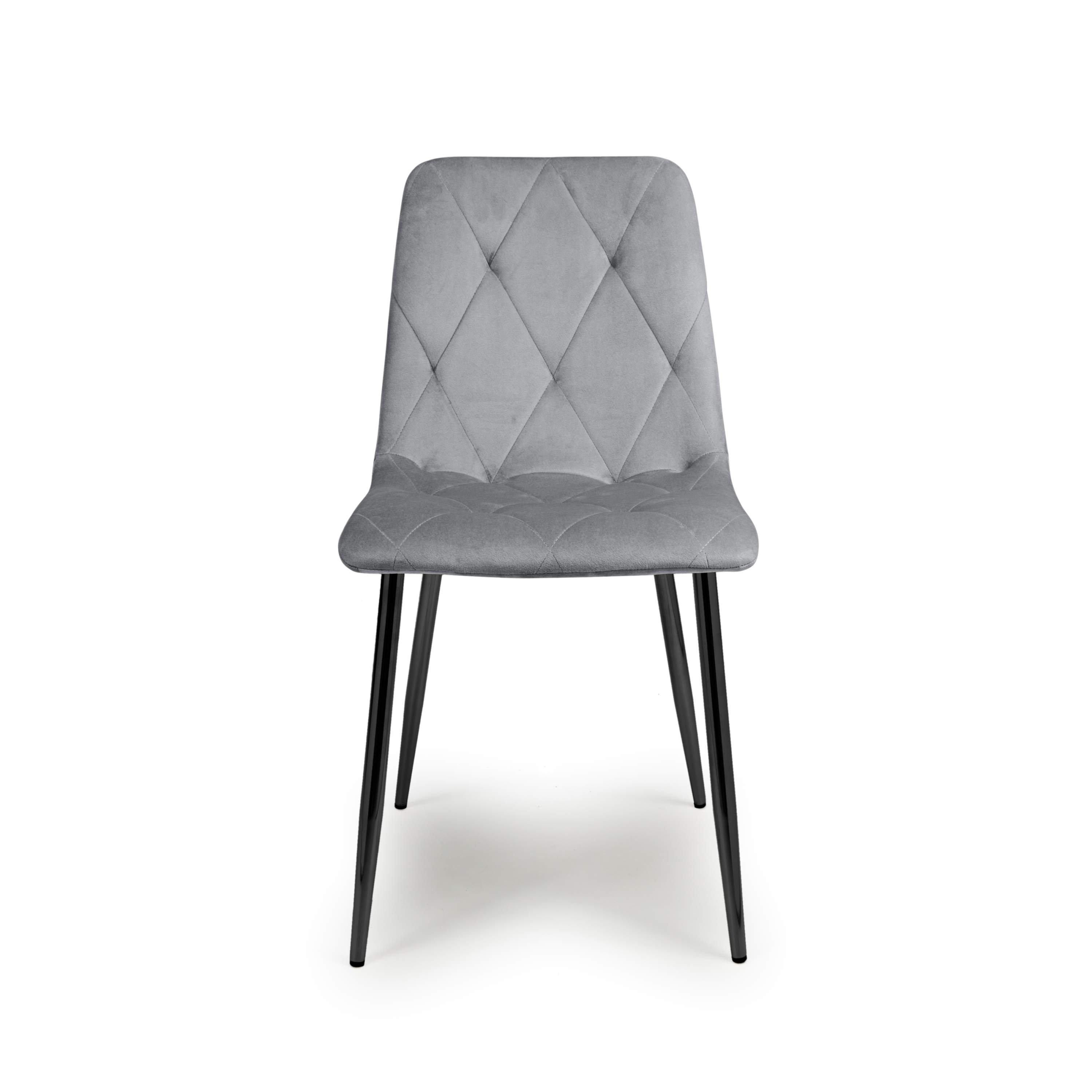 Grey - Shankar - Set of 4 Vernon Brushed Velvet Grey Dining Chair - 4