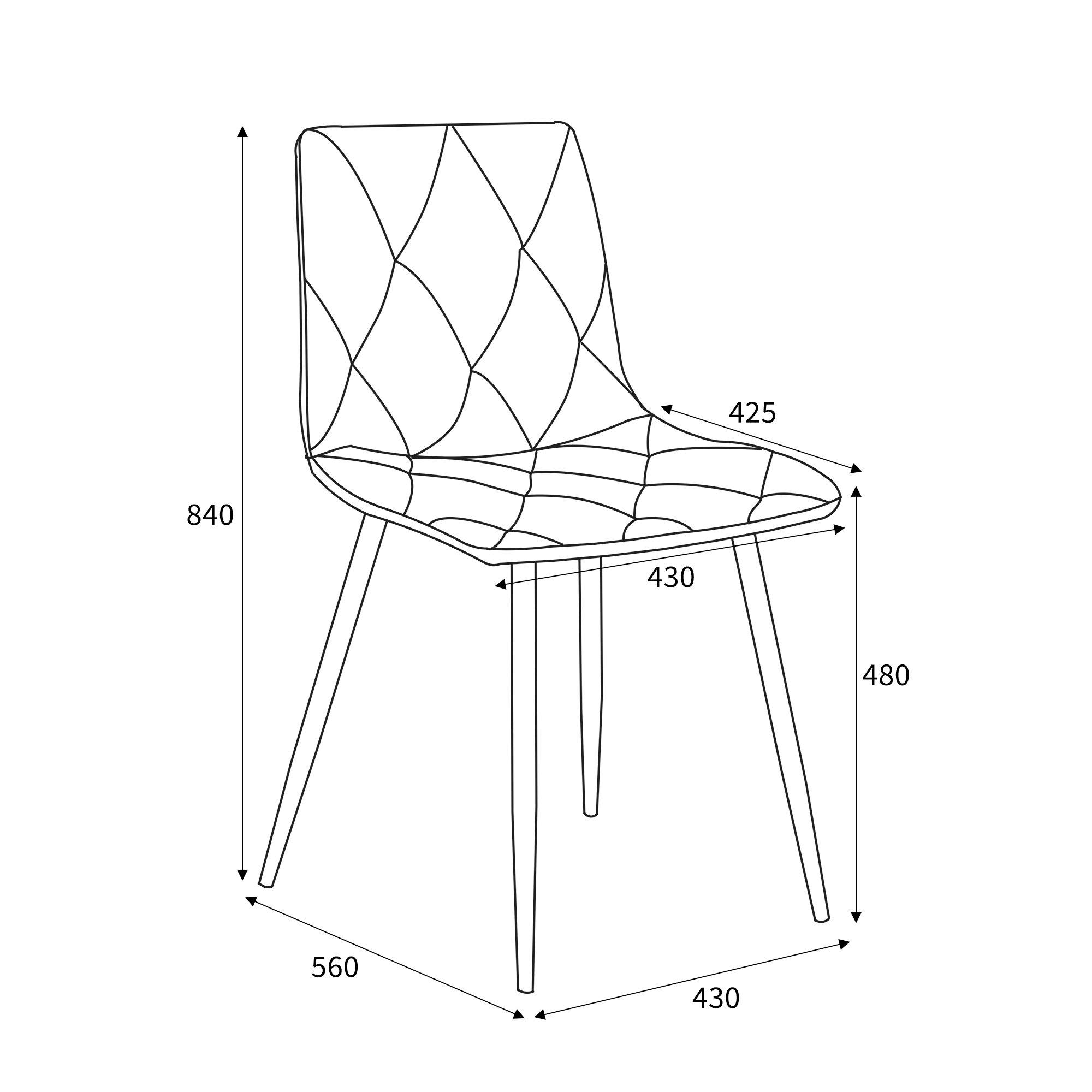 Grey - Shankar - Set of 4 Vernon Brushed Velvet Grey Dining Chair - 7