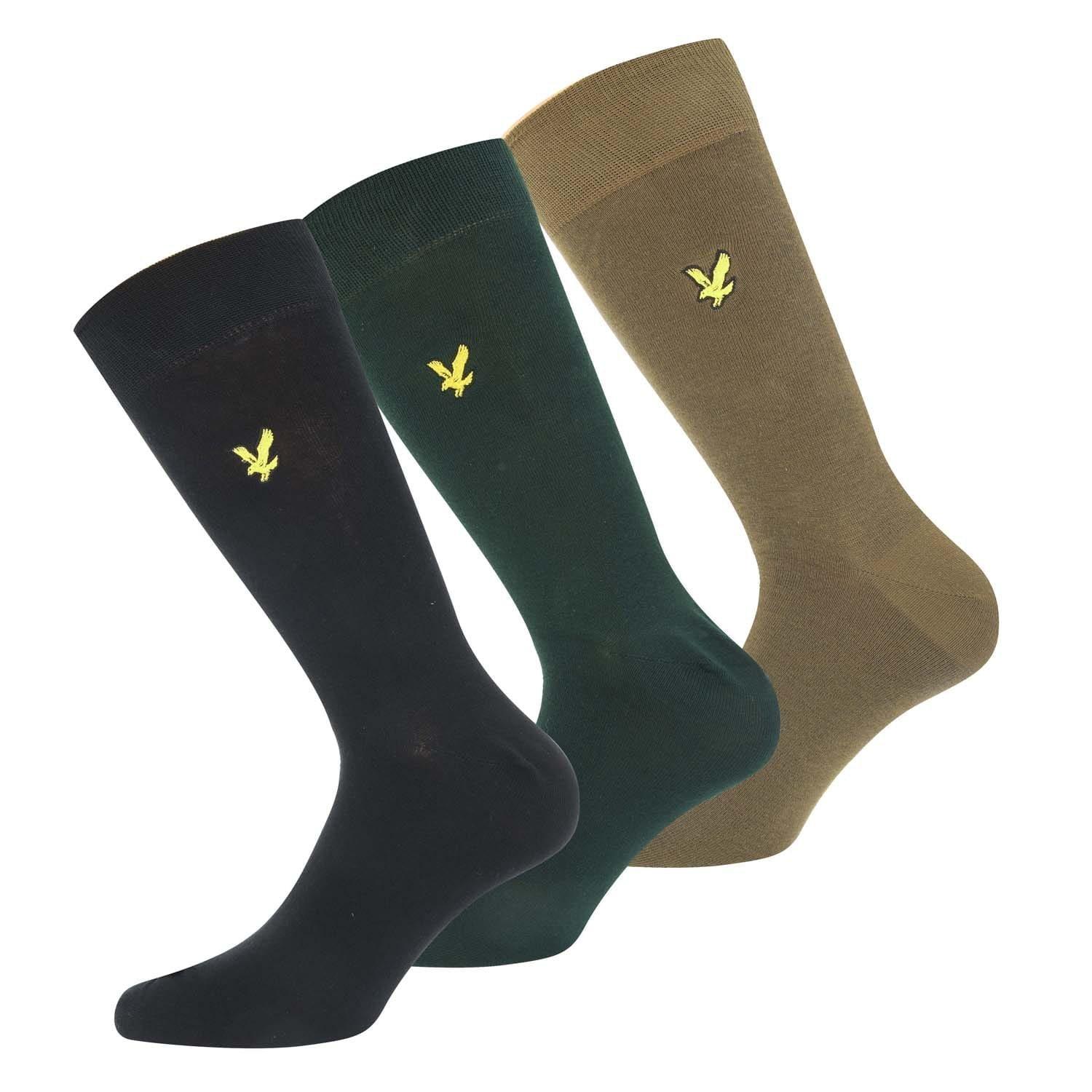 Black Green - Lyle and Scott - 3 Pack of Eagle Embroidery Socks - 1