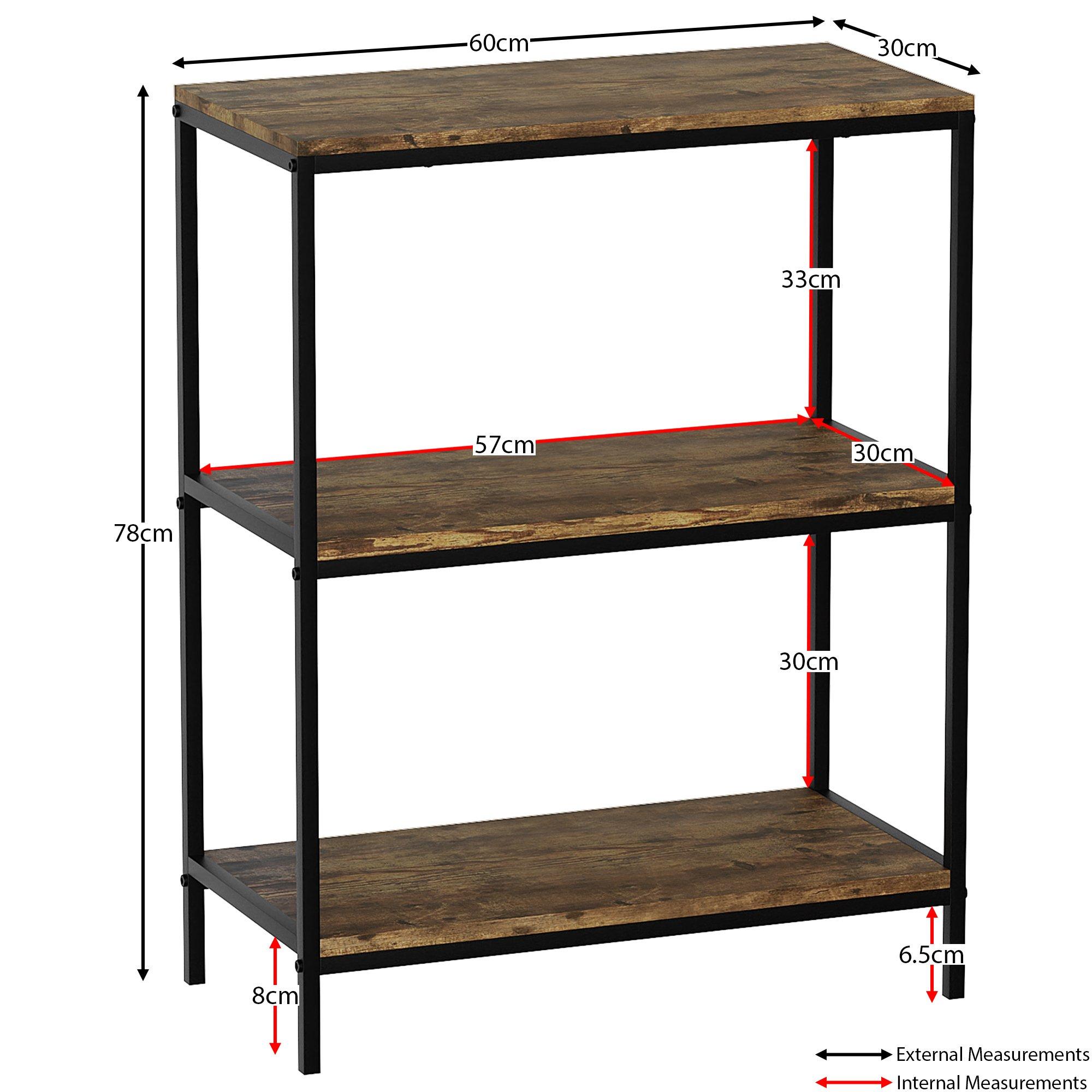 Dark Wood - Lassic - Vida Designs Brooklyn 3 Tier Bookcase - 2