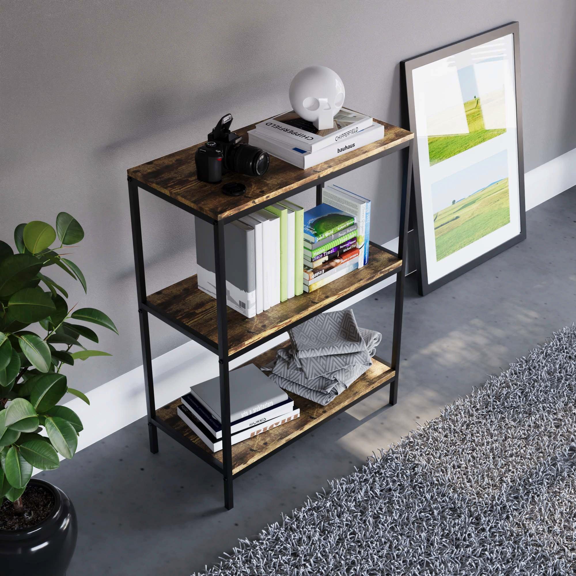 Dark Wood - Lassic - Vida Designs Brooklyn 3 Tier Bookcase - 5