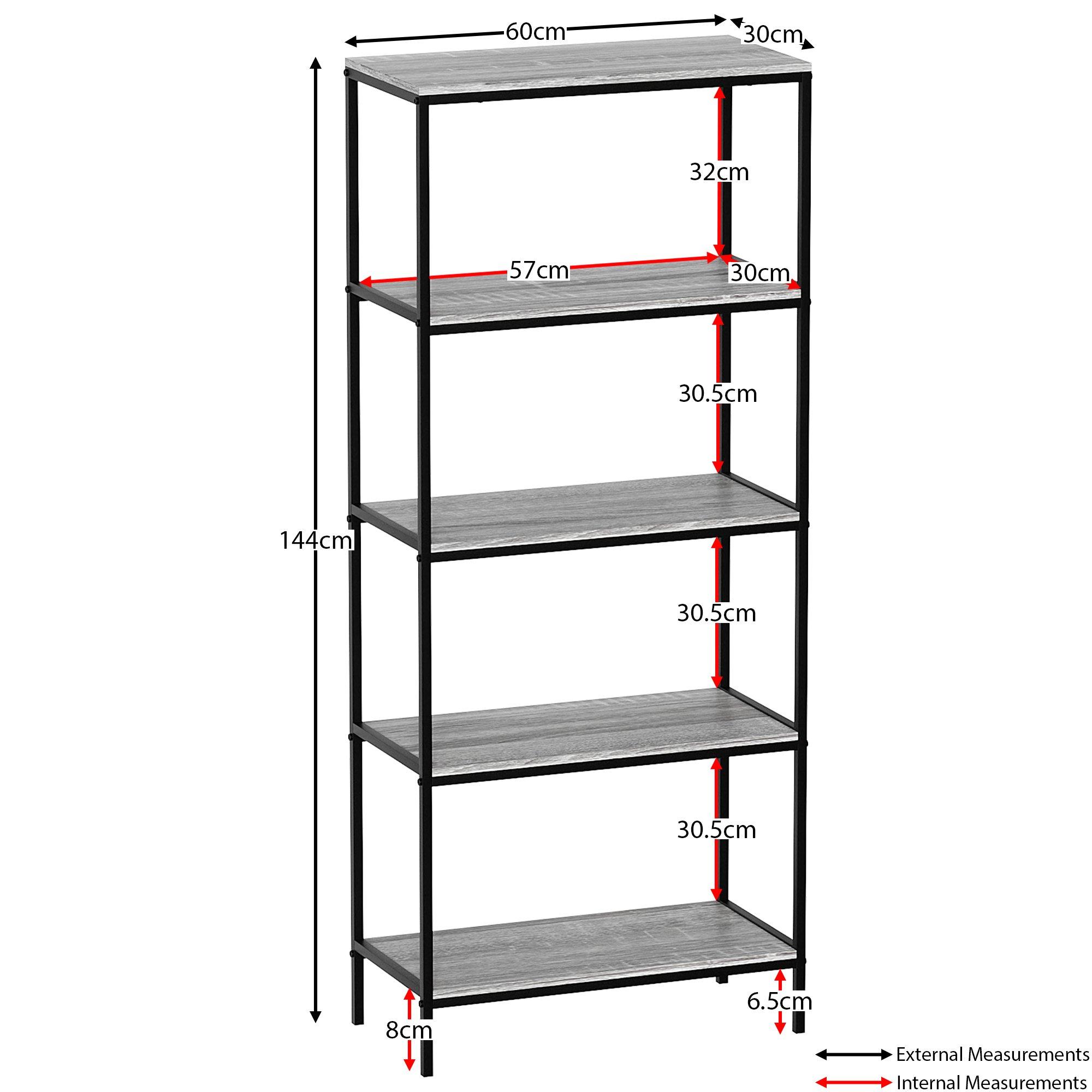 Grey - Lassic - Vida Designs Brooklyn 5 Tier Bookcase - 2