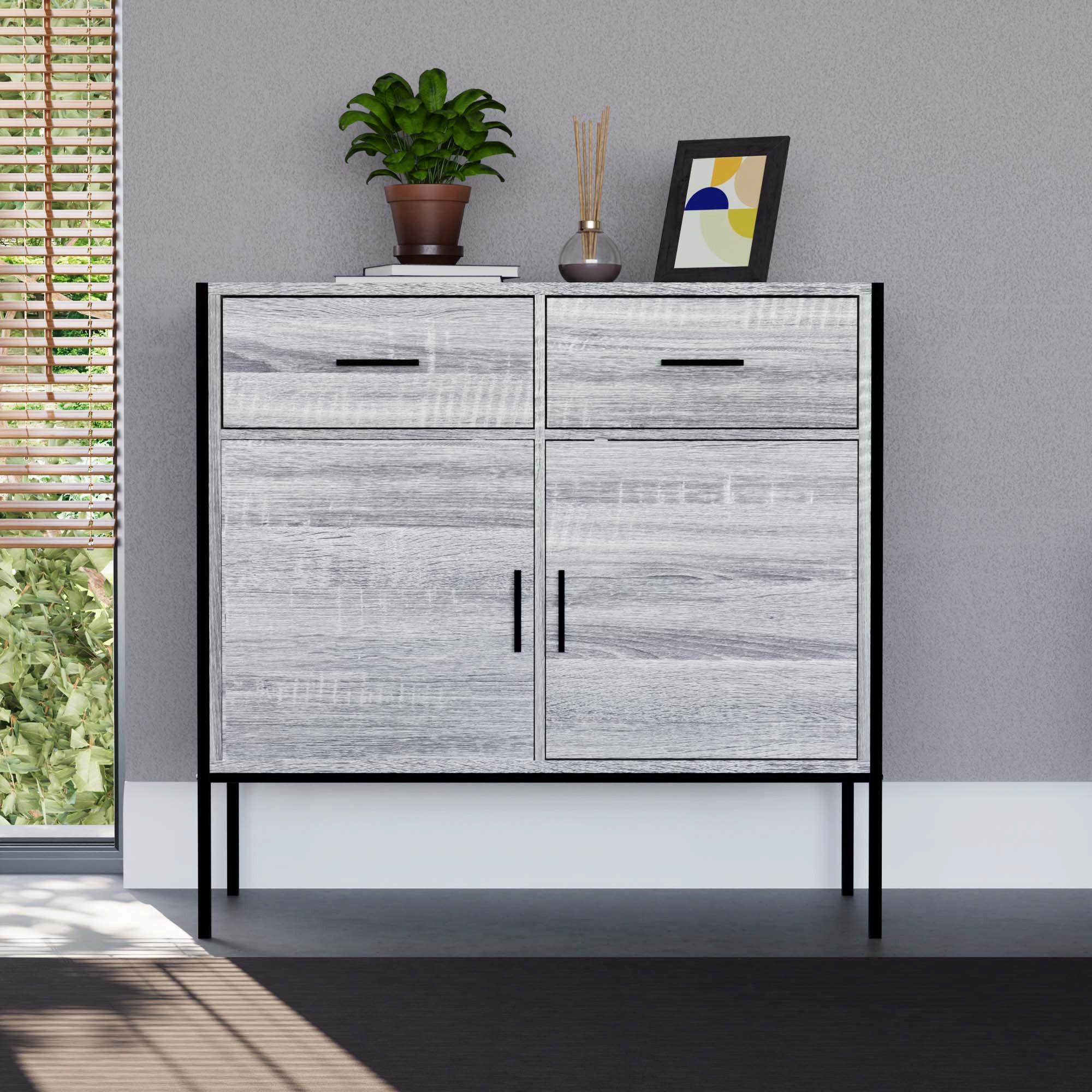 Grey - Lassic - Vida Designs Brooklyn 2 Door 2 Drawer Sideboard - 3