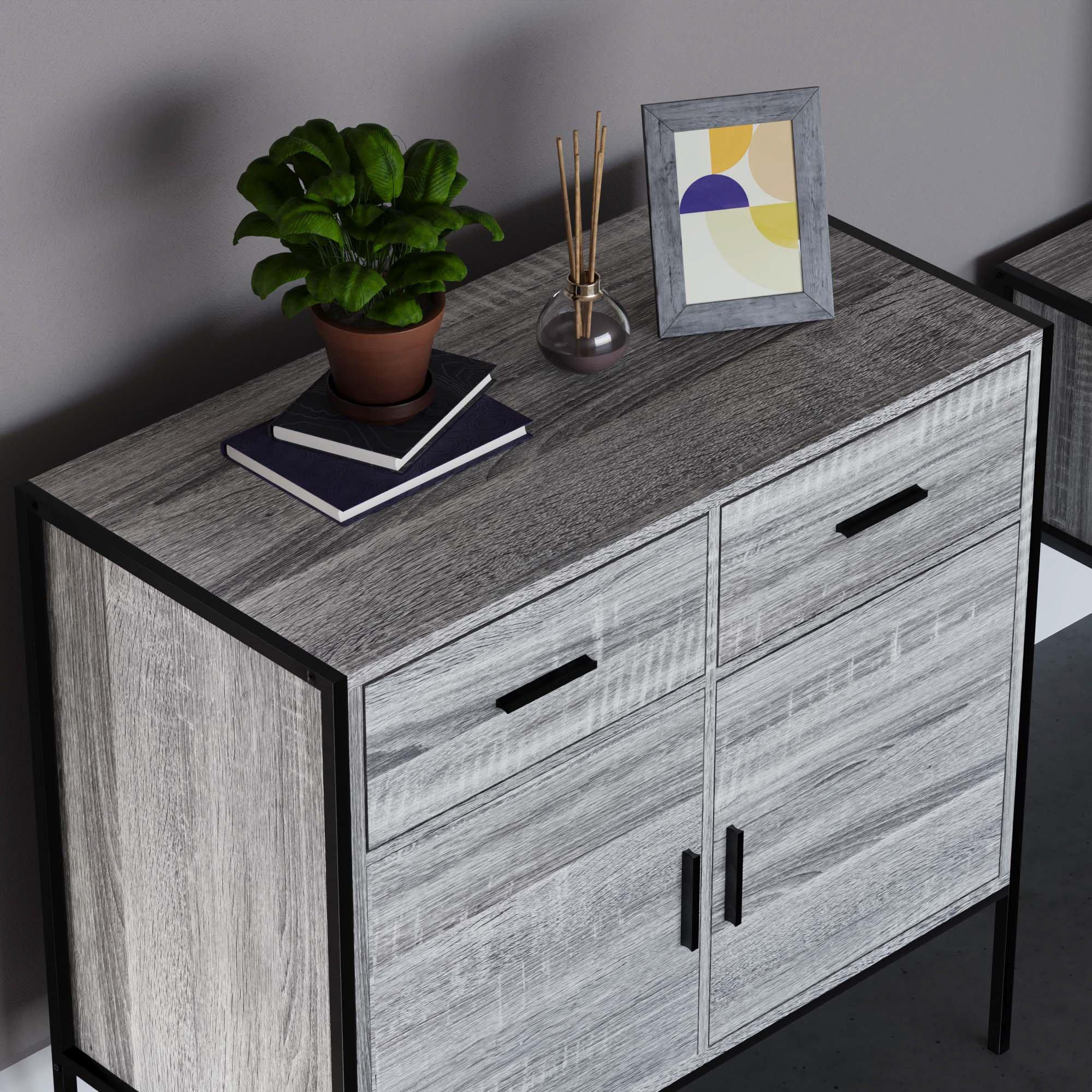 Grey - Lassic - Vida Designs Brooklyn 2 Door 2 Drawer Sideboard - 4