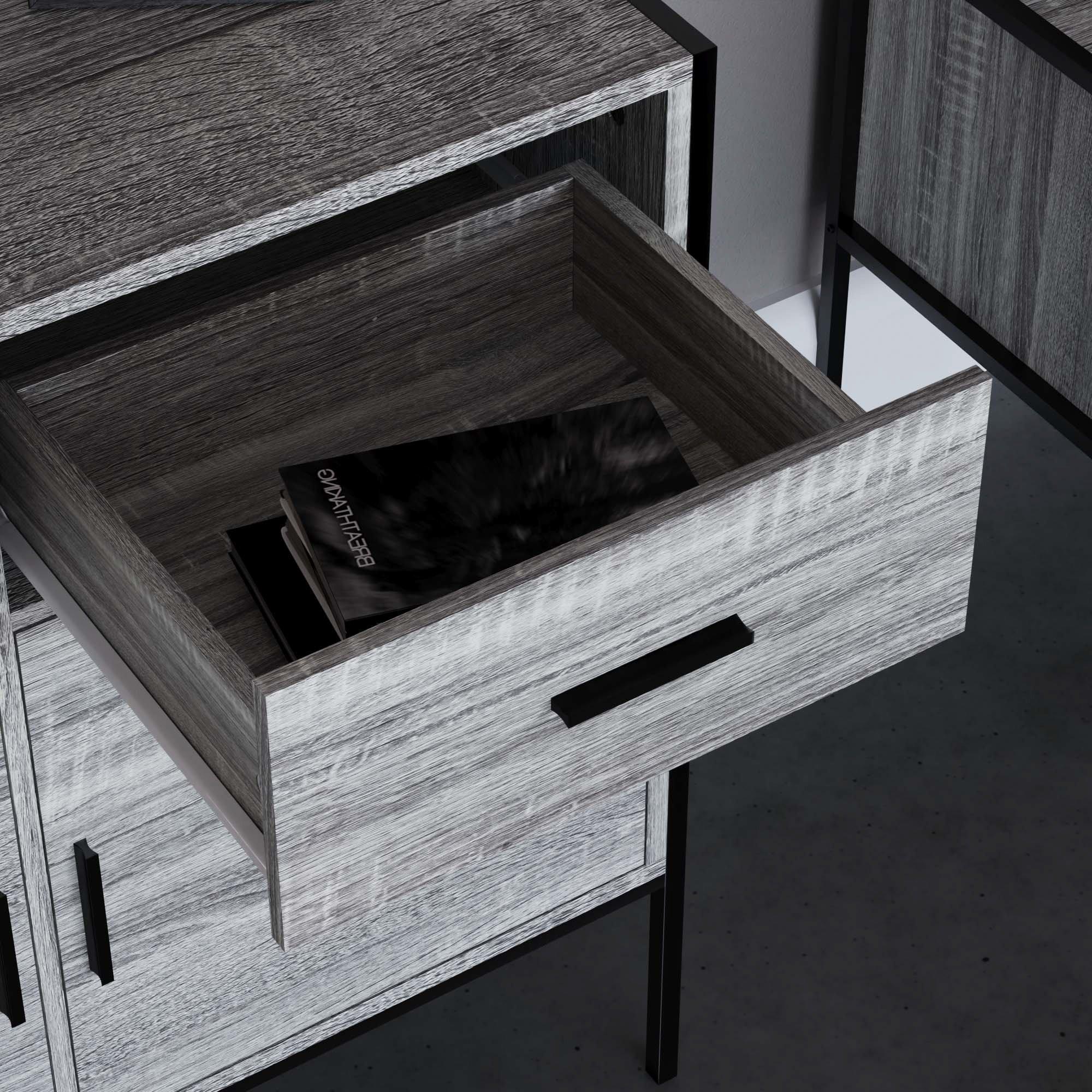 Grey - Lassic - Vida Designs Brooklyn 2 Door 2 Drawer Sideboard - 5