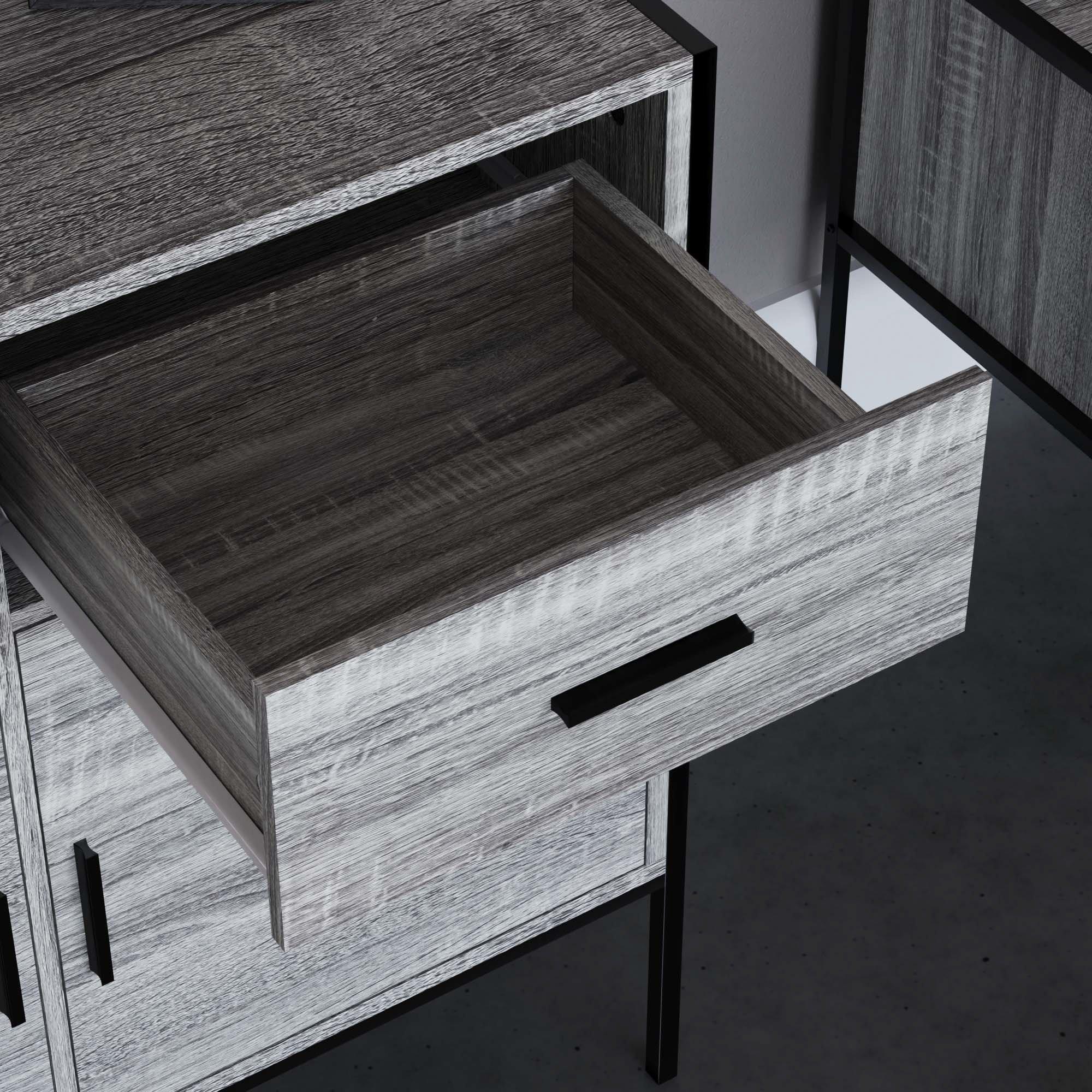 Grey - Lassic - Vida Designs Brooklyn 2 Door 2 Drawer Sideboard - 6