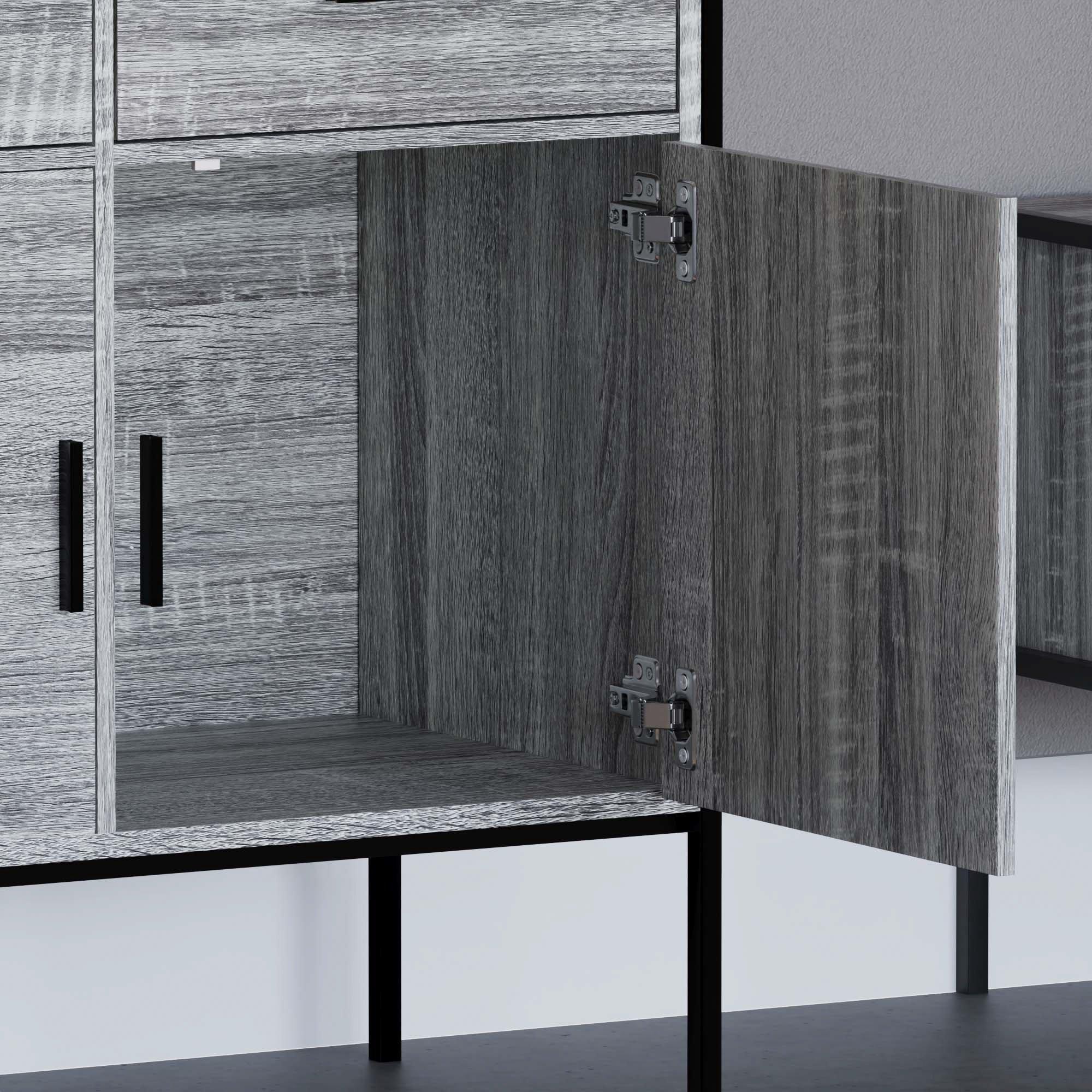 Grey - Lassic - Vida Designs Brooklyn 2 Door 2 Drawer Sideboard - 8