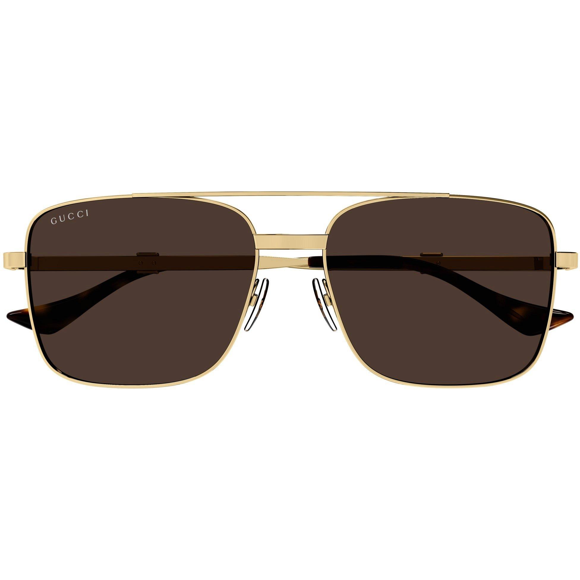 Gold/Brown - Gucci - Web Pattern Sunglasses - 8