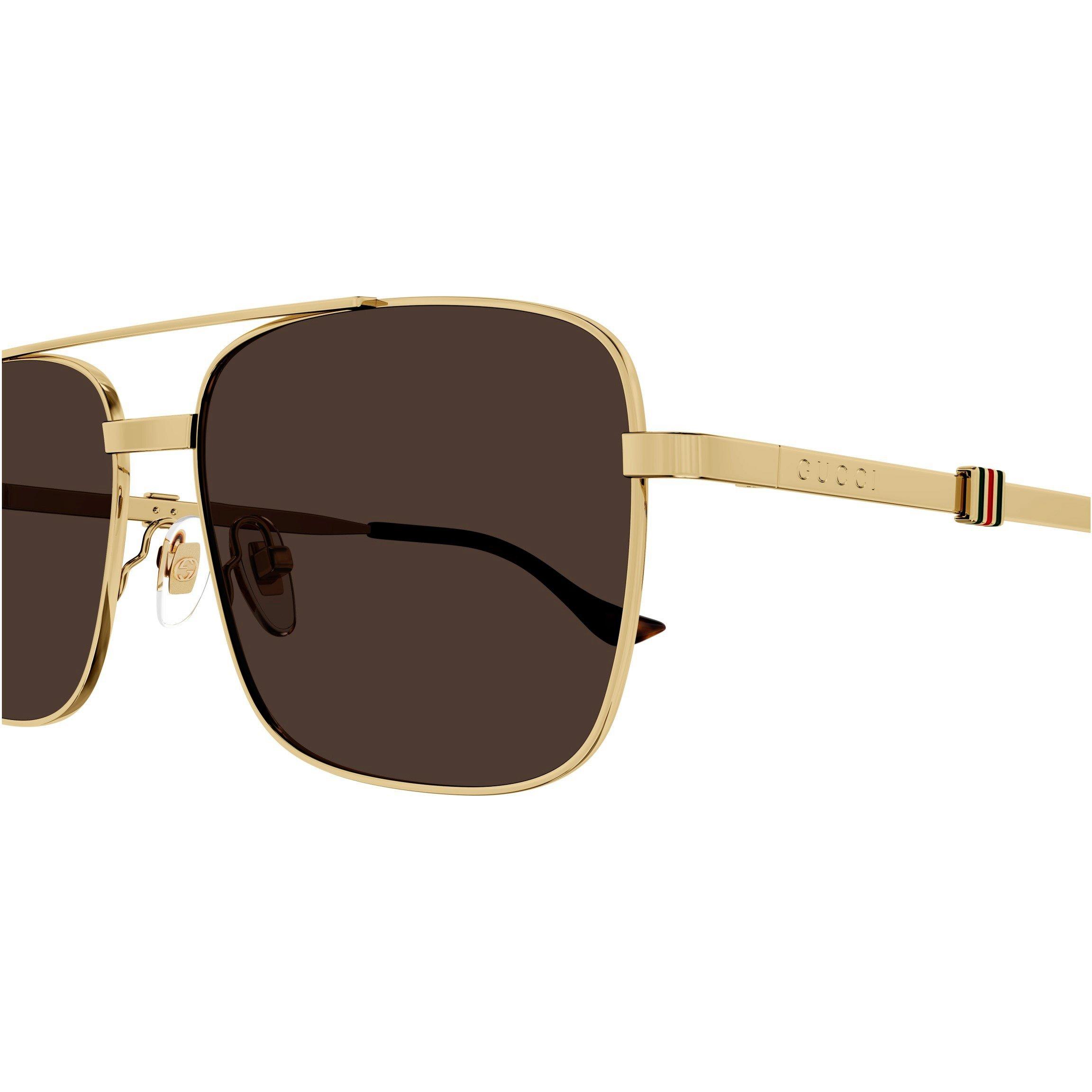 Gold/Brown - Gucci - Web Pattern Sunglasses - 9