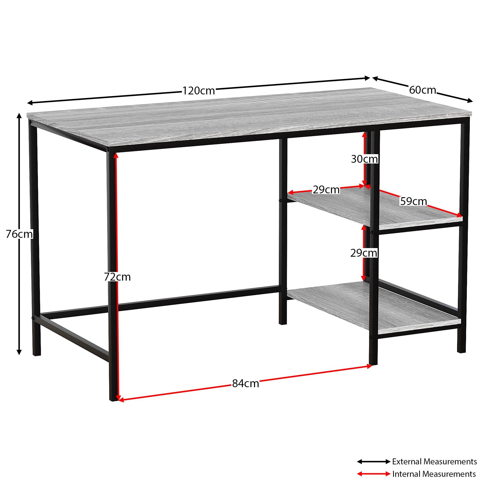 Grey - Lassic - Vida Designs Brooklyn Desk with 2 Shelves - 2