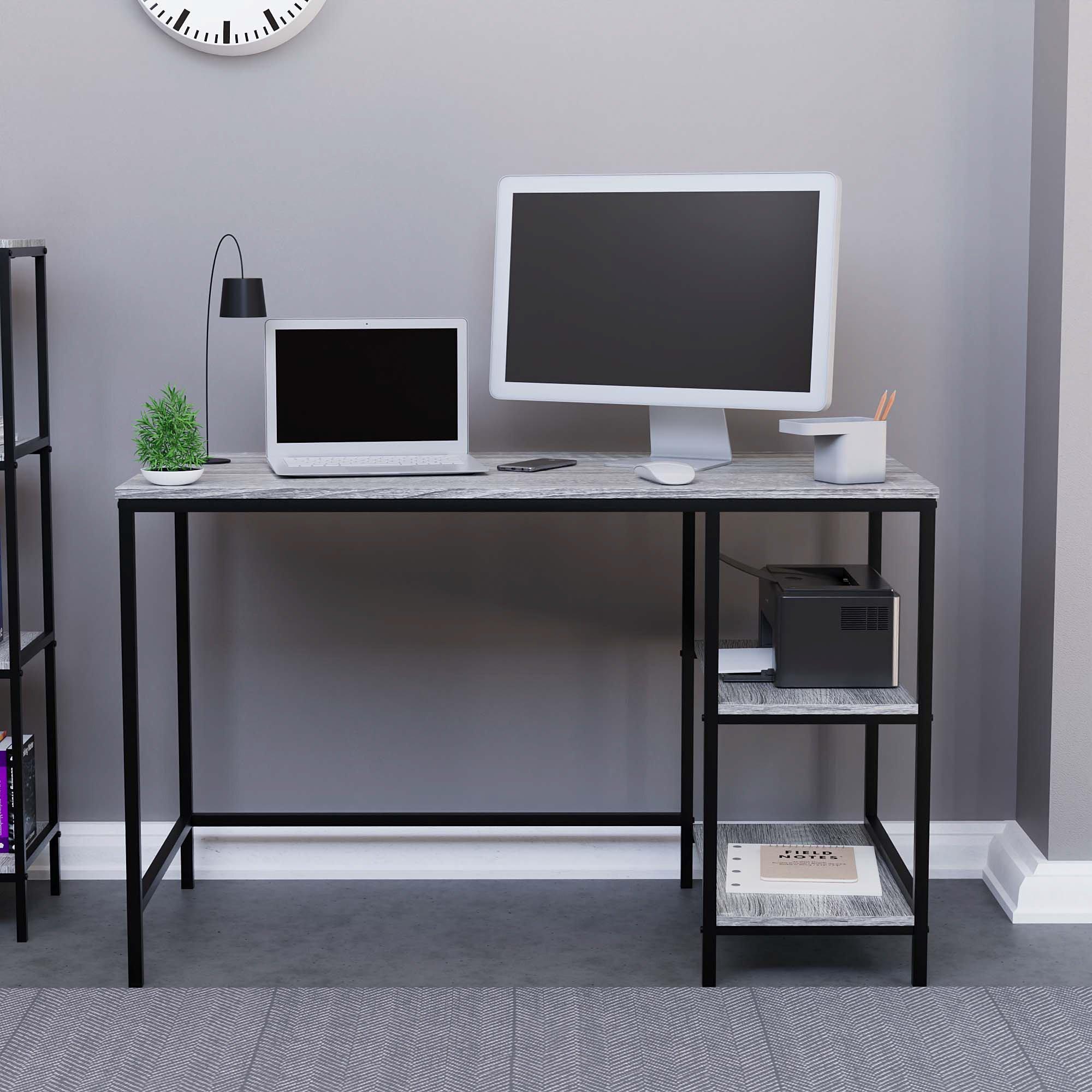 Grey - Lassic - Vida Designs Brooklyn Desk with 2 Shelves - 3