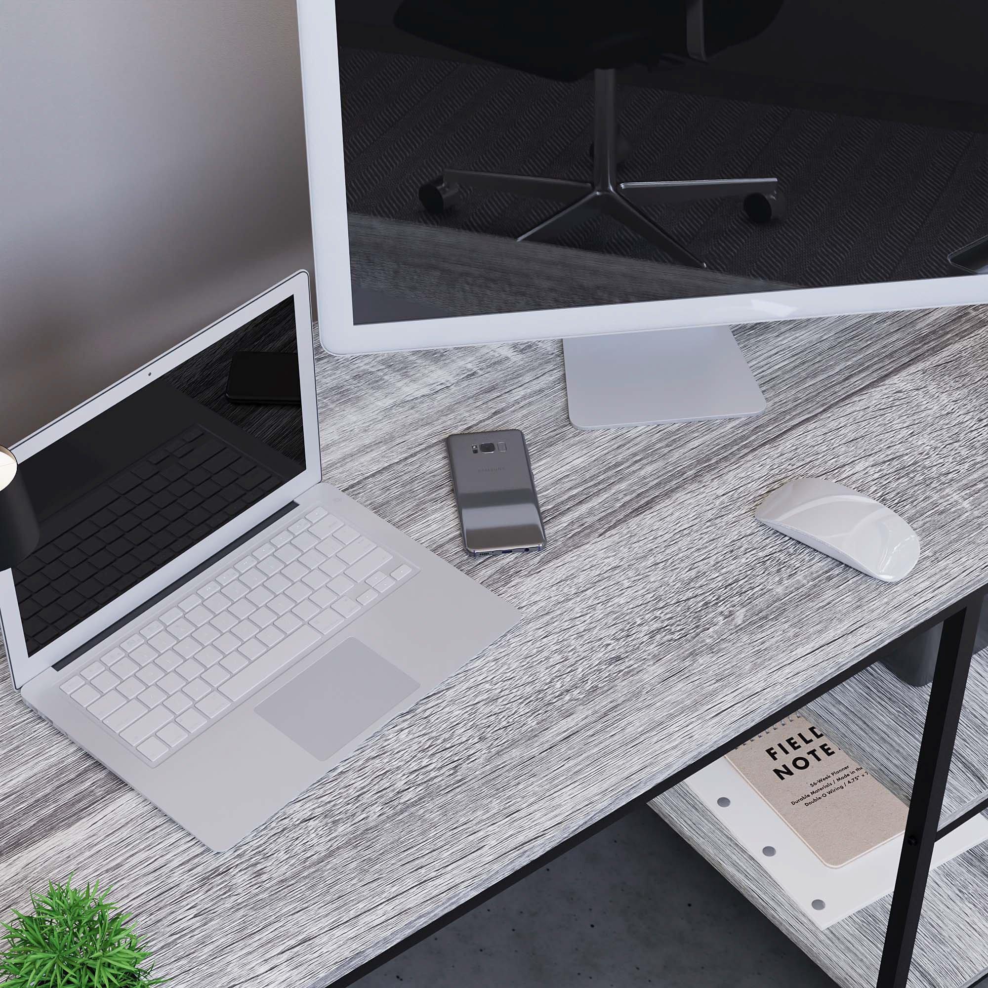 Grey - Lassic - Vida Designs Brooklyn Desk with 2 Shelves - 4