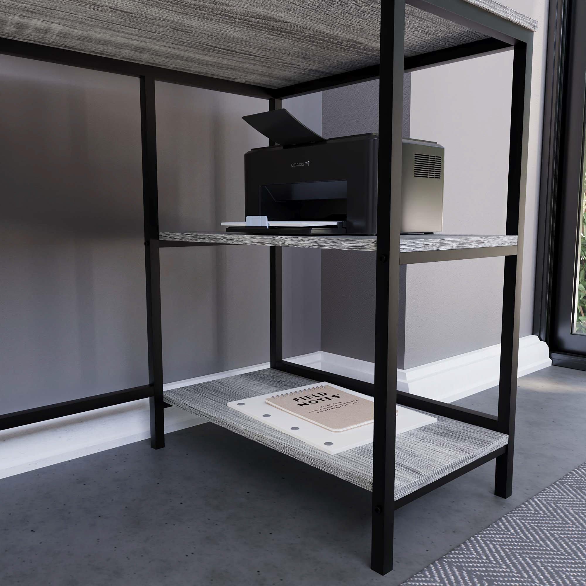 Grey - Lassic - Vida Designs Brooklyn Desk with 2 Shelves - 5