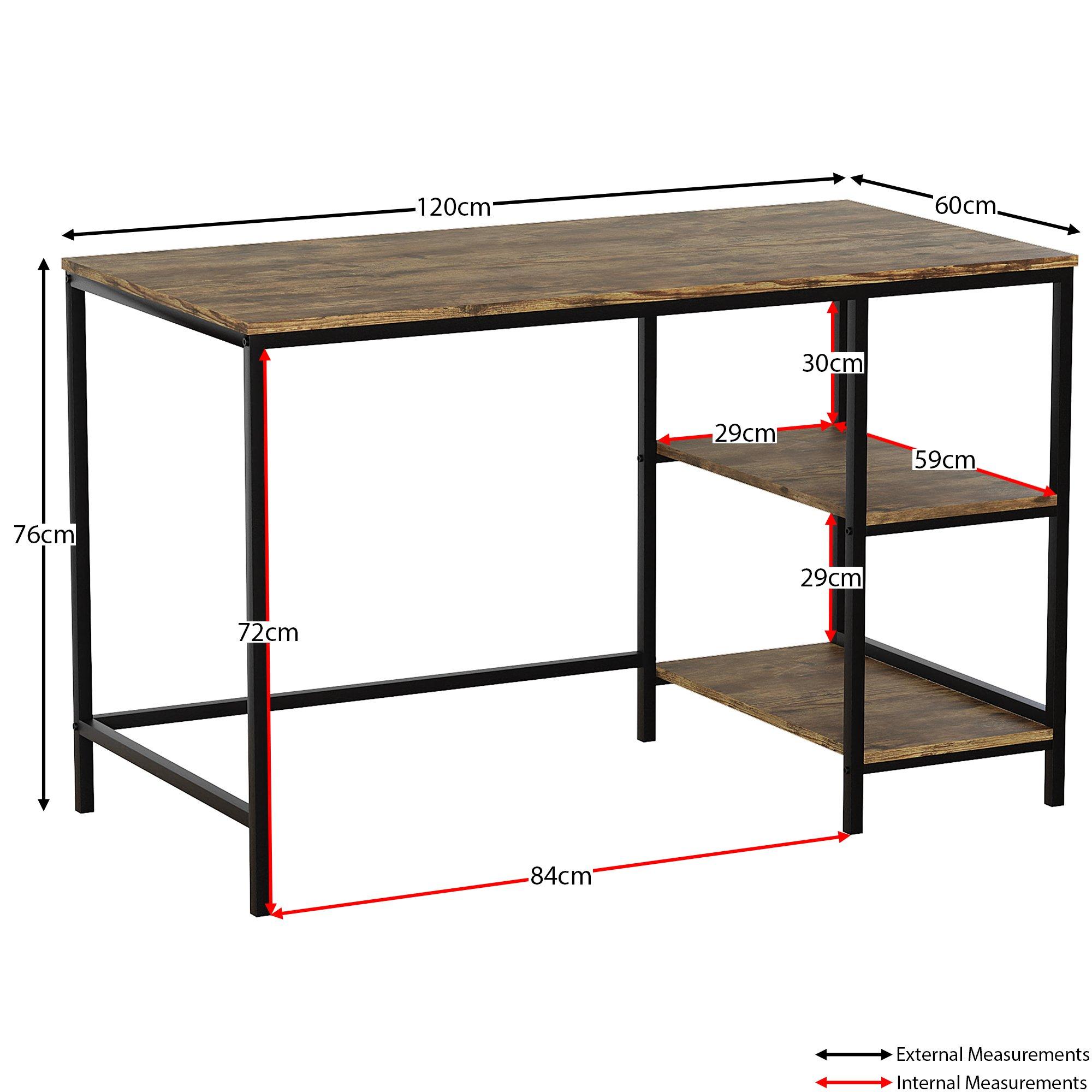 Dark Wood - Lassic - Vida Designs Brooklyn Desk with 2 Shelves - 2