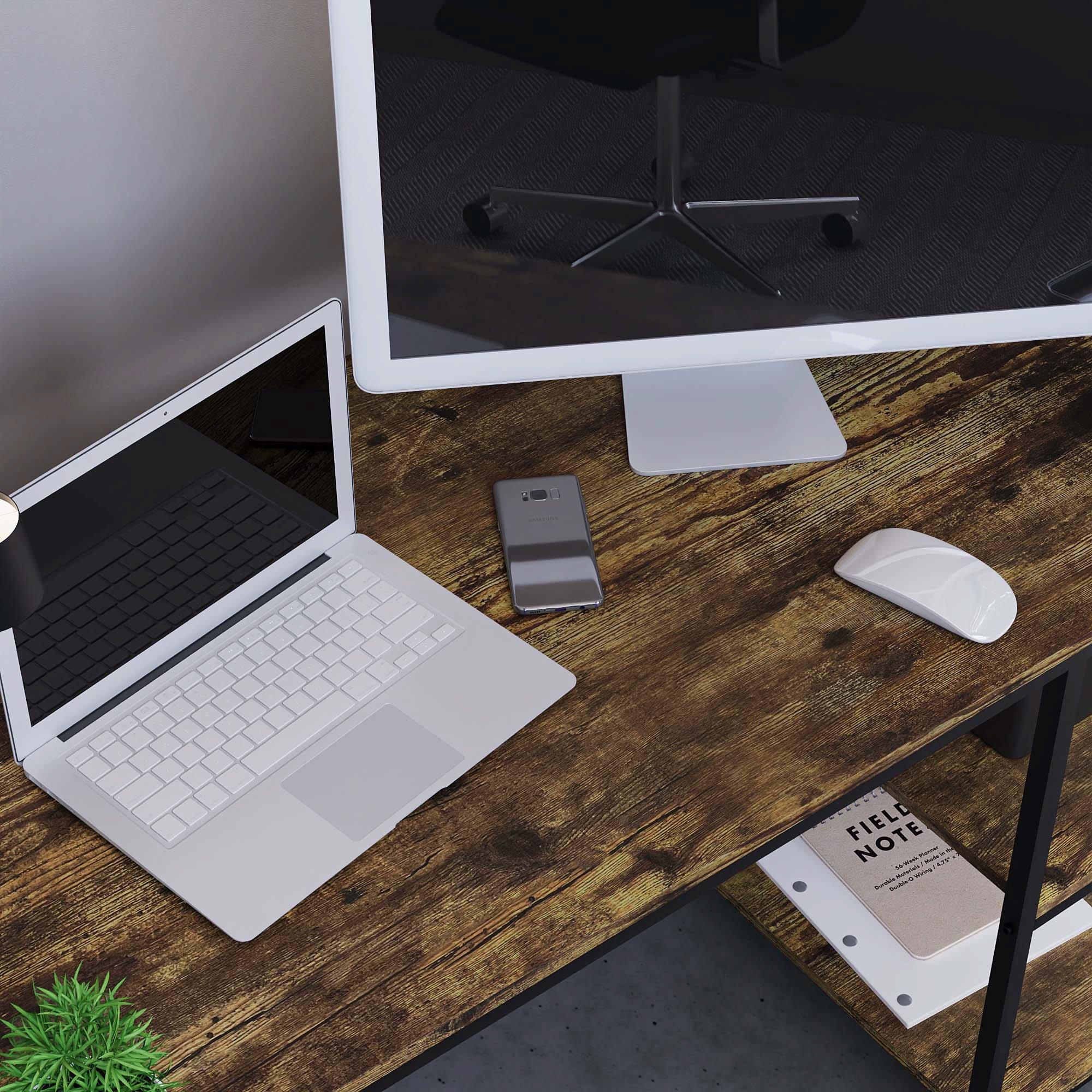 Dark Wood - Lassic - Vida Designs Brooklyn Desk with 2 Shelves - 4