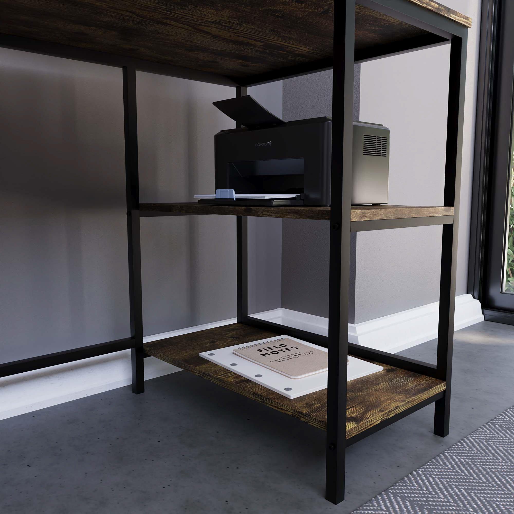 Dark Wood - Lassic - Vida Designs Brooklyn Desk with 2 Shelves - 5