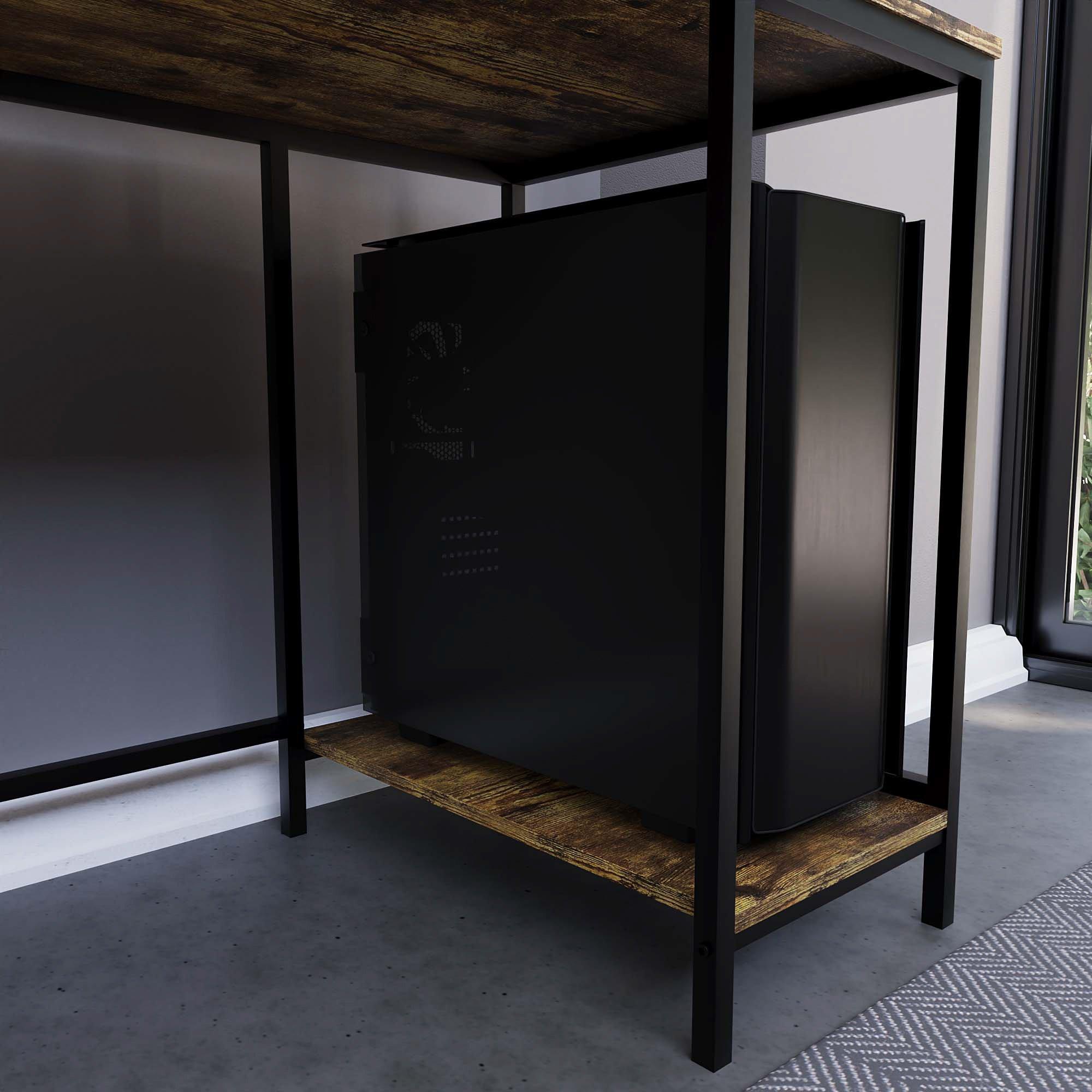 Dark Wood - Lassic - Vida Designs Brooklyn Desk with 2 Shelves - 6