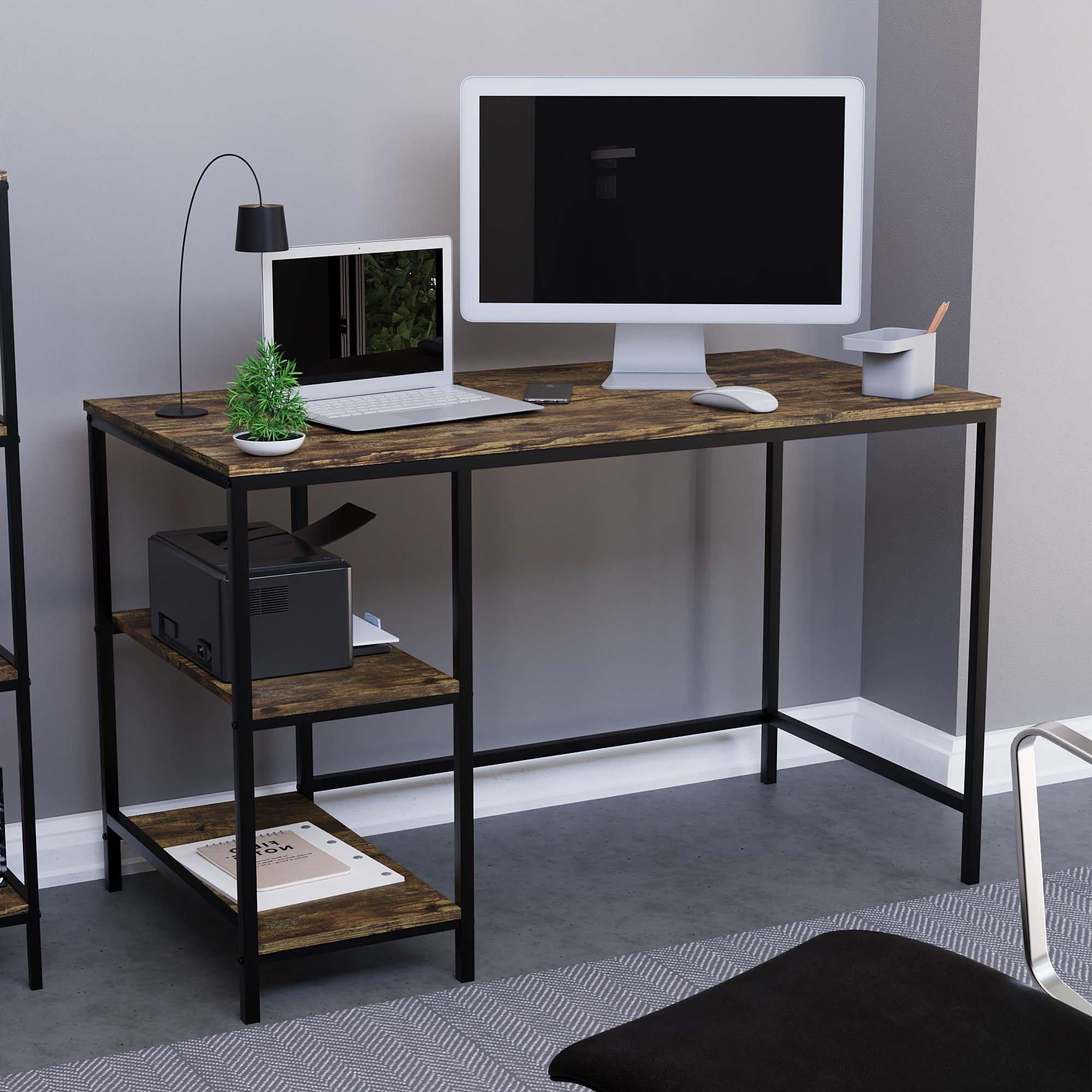 Dark Wood - Lassic - Vida Designs Brooklyn Desk with 2 Shelves - 8