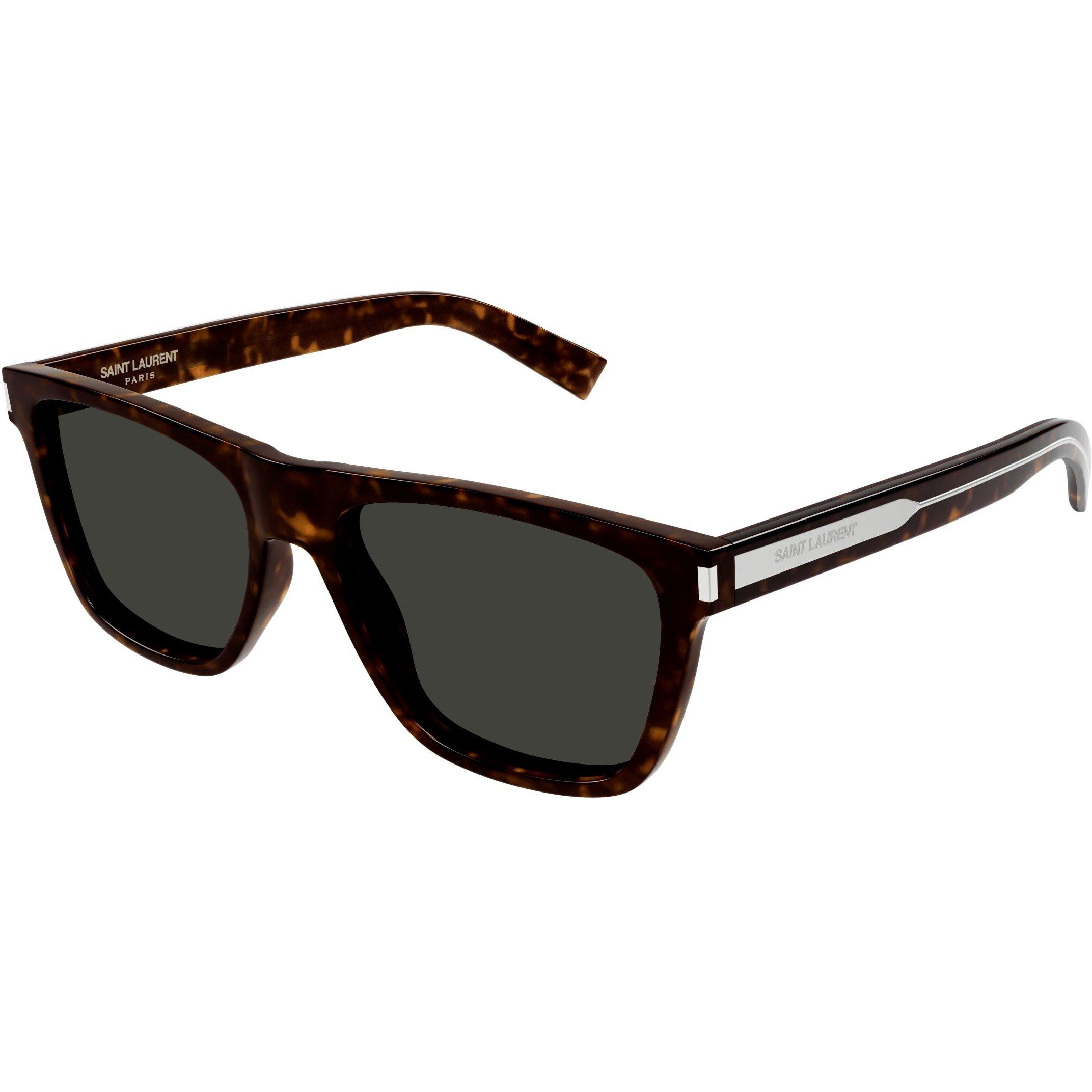 Brown/Grey - Saint Laurent - Metal Trimmed Sunglasses - 3