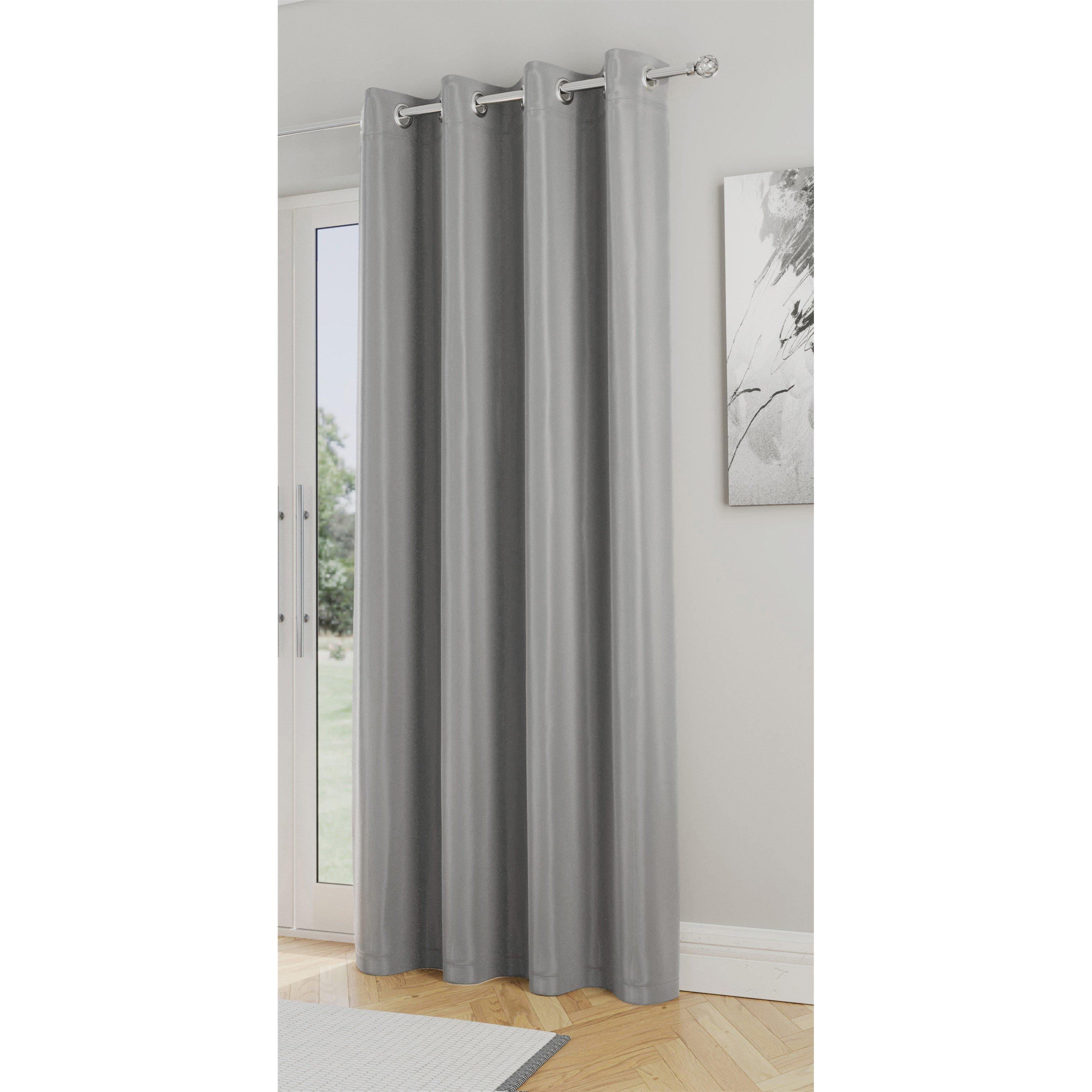Grey - Enhanced Living - Plain Supersoft Thermal Blockout Door Curtain - 1