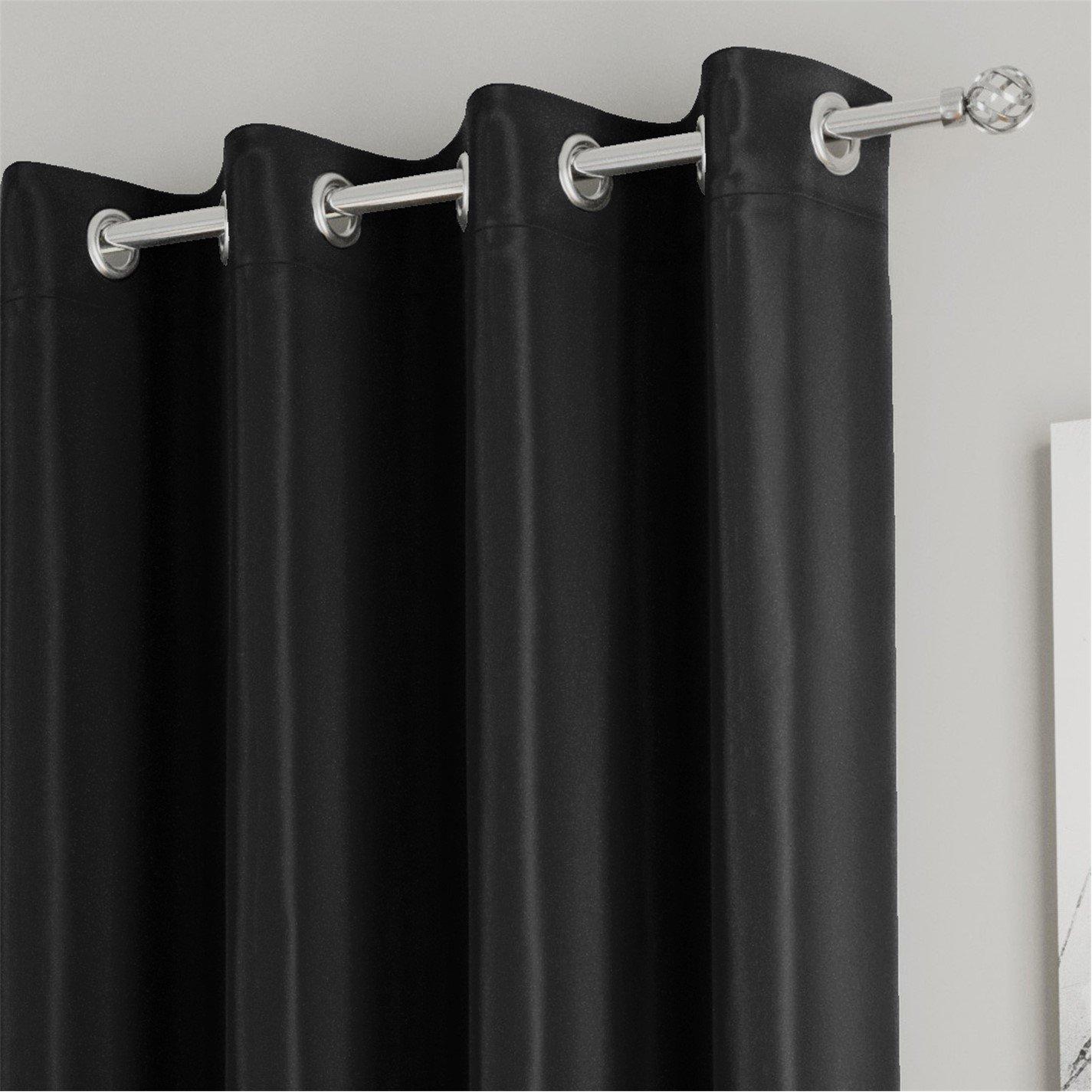 Black - Enhanced Living - Plain Supersoft Thermal Blockout Door Curtain - 2