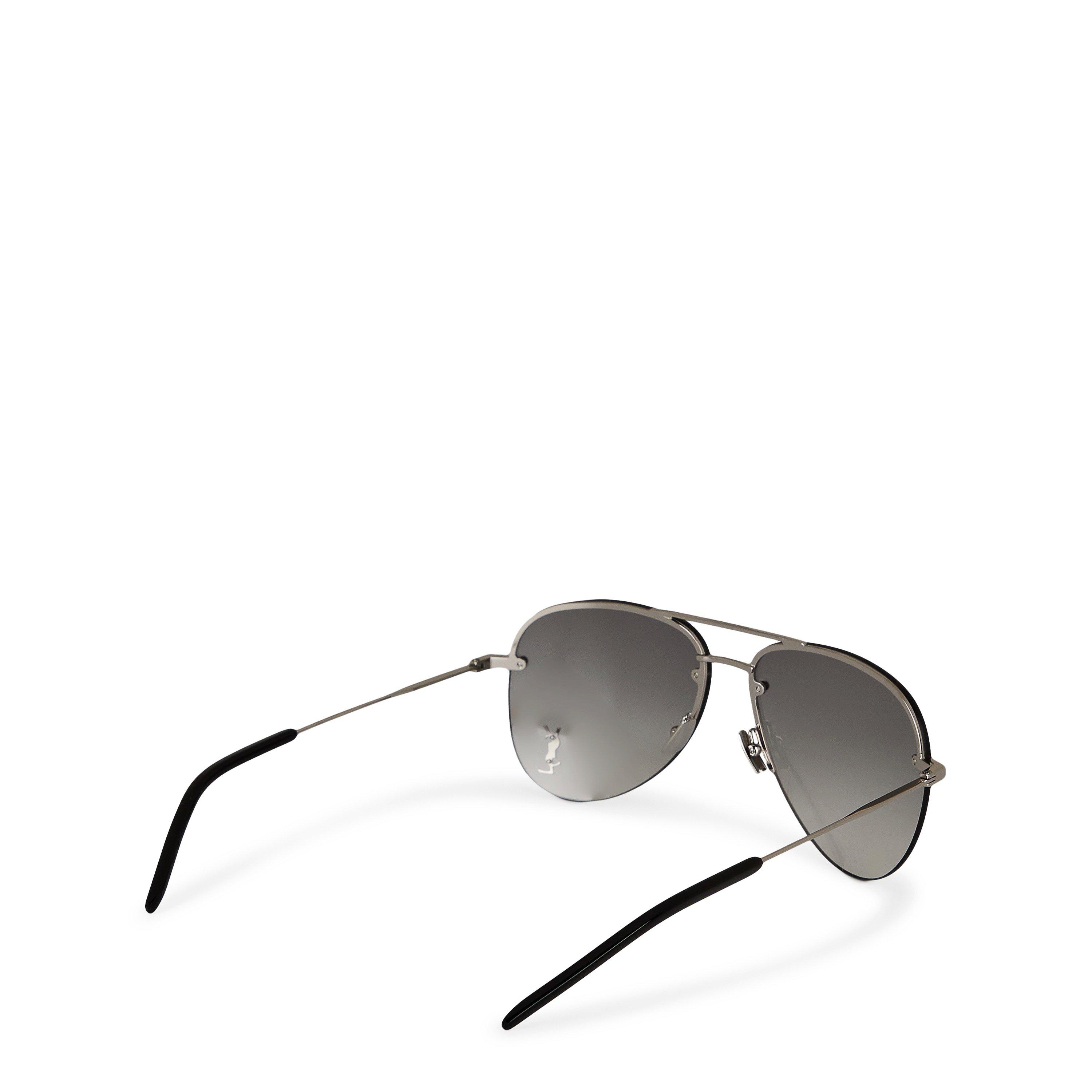 Silver/Grey - Saint Laurent - Men's YSL Classic Aviator Sunglasses - 4