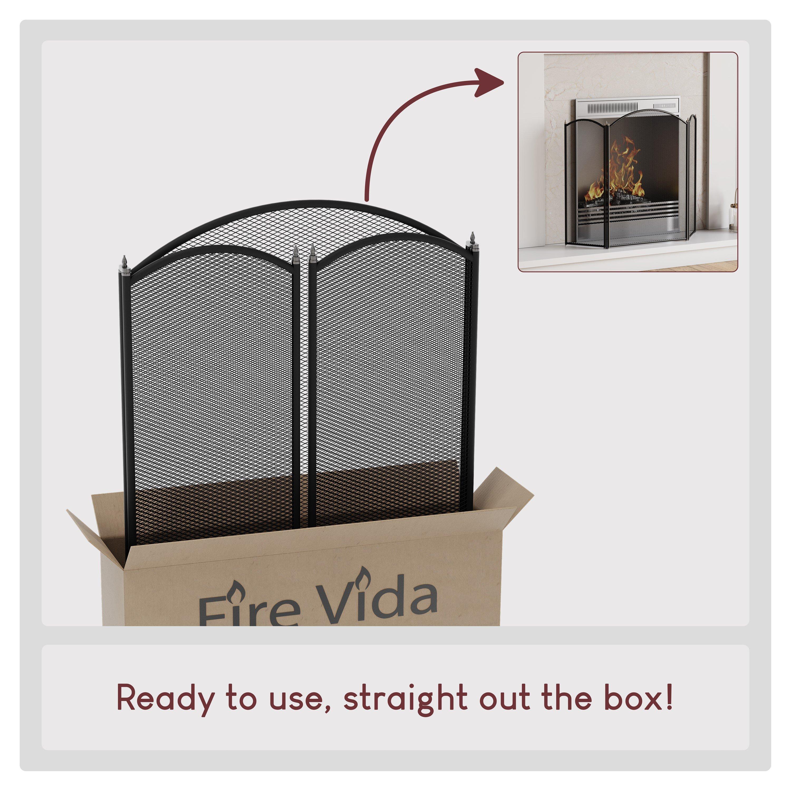 Black - Lassic - Fire Vida Selby 3 Panel Fire Guard - 6