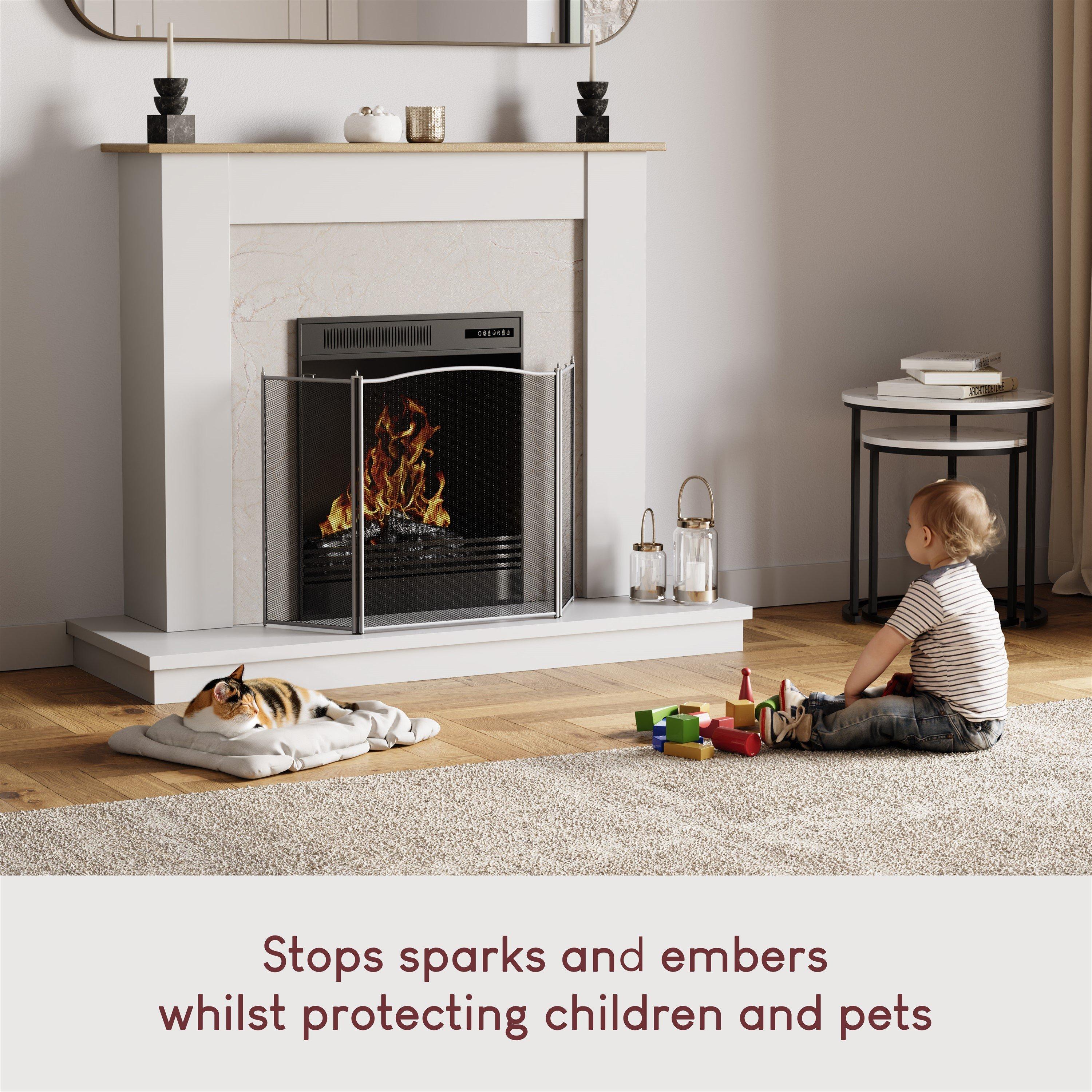 Pewter - Lassic - Fire Vida Denton 3 Panel Fire Guard - 5