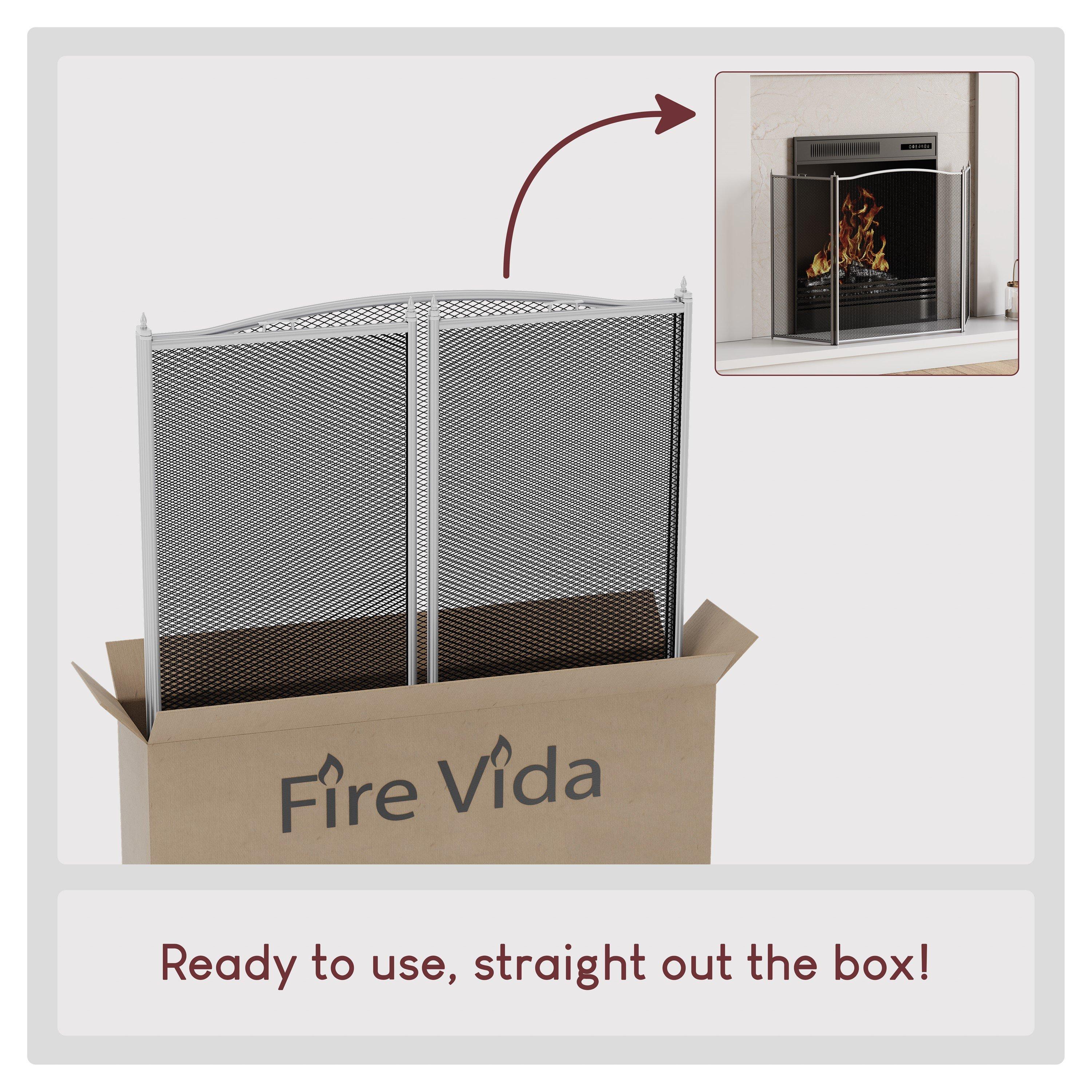 Pewter - Lassic - Fire Vida Denton 3 Panel Fire Guard - 6