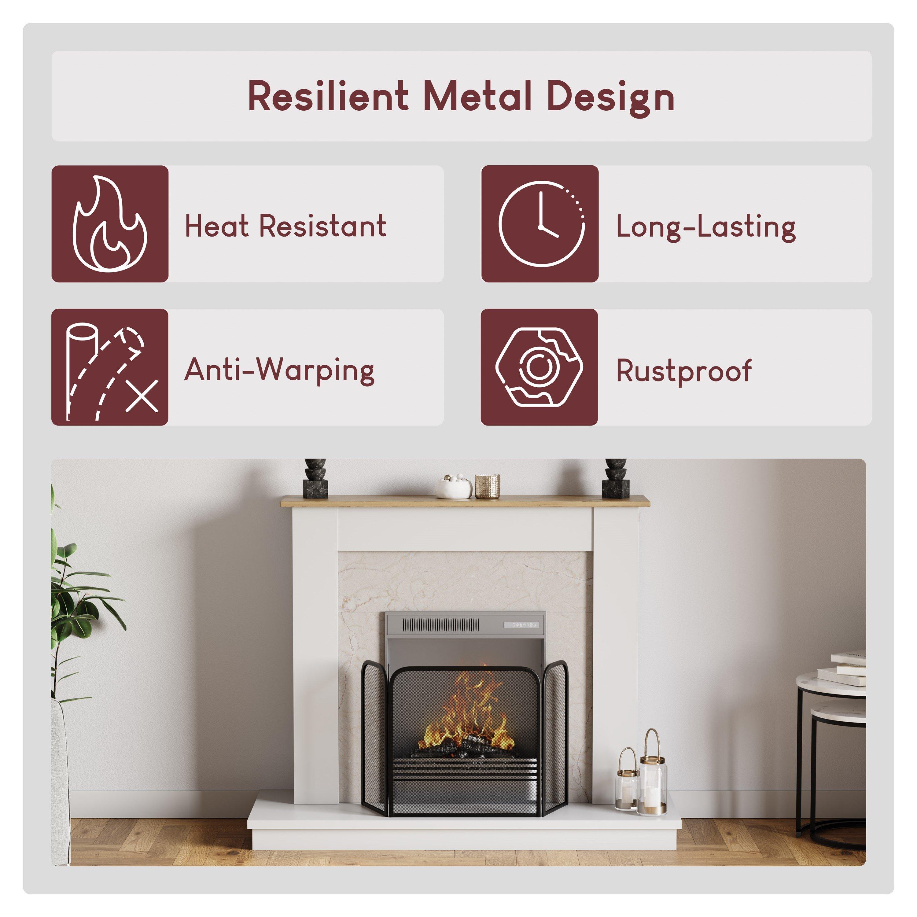 Black - Lassic - Fire Vida Roxby 3 Panel Fire Guard - 4